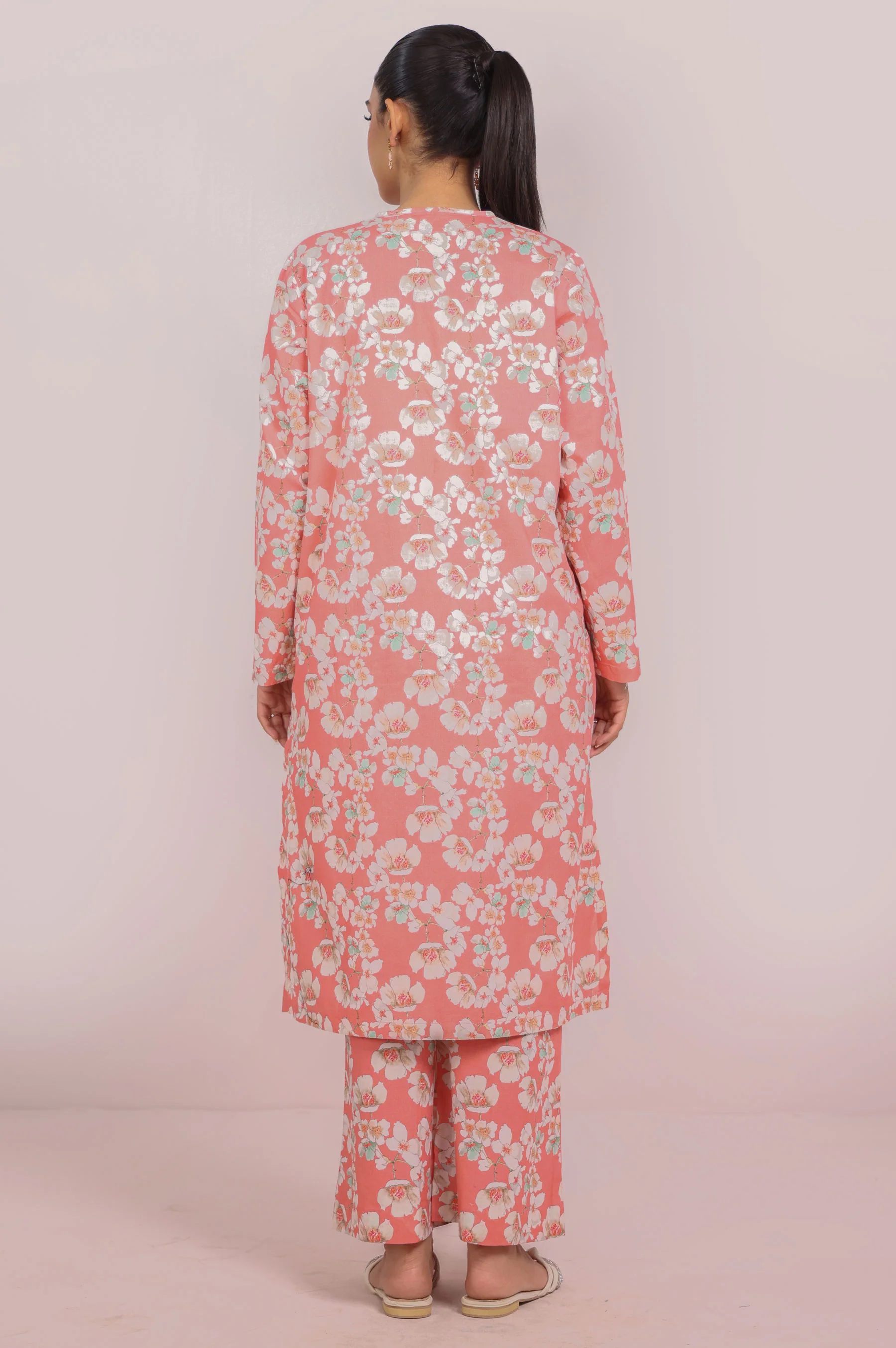 Stitched 2 Piece Printed Cambric Suit - Image 4