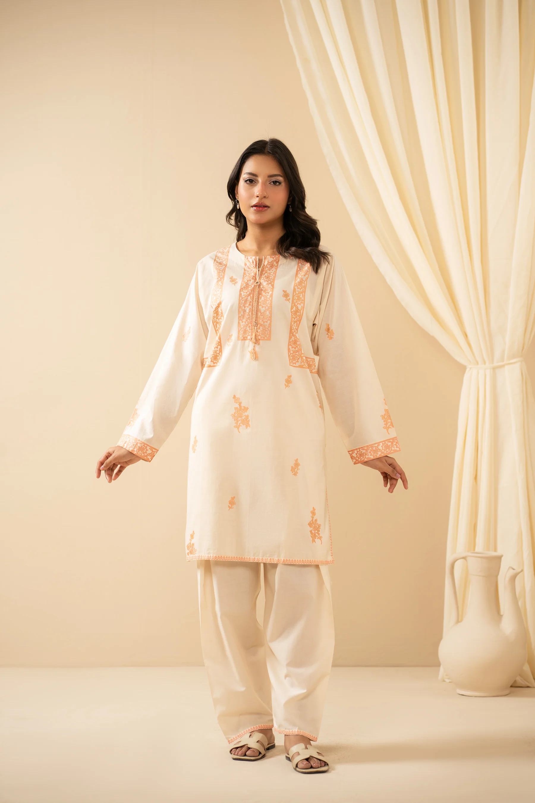 PRINTED SLUB STITCHED 2 PIECE SUIT - Image 5