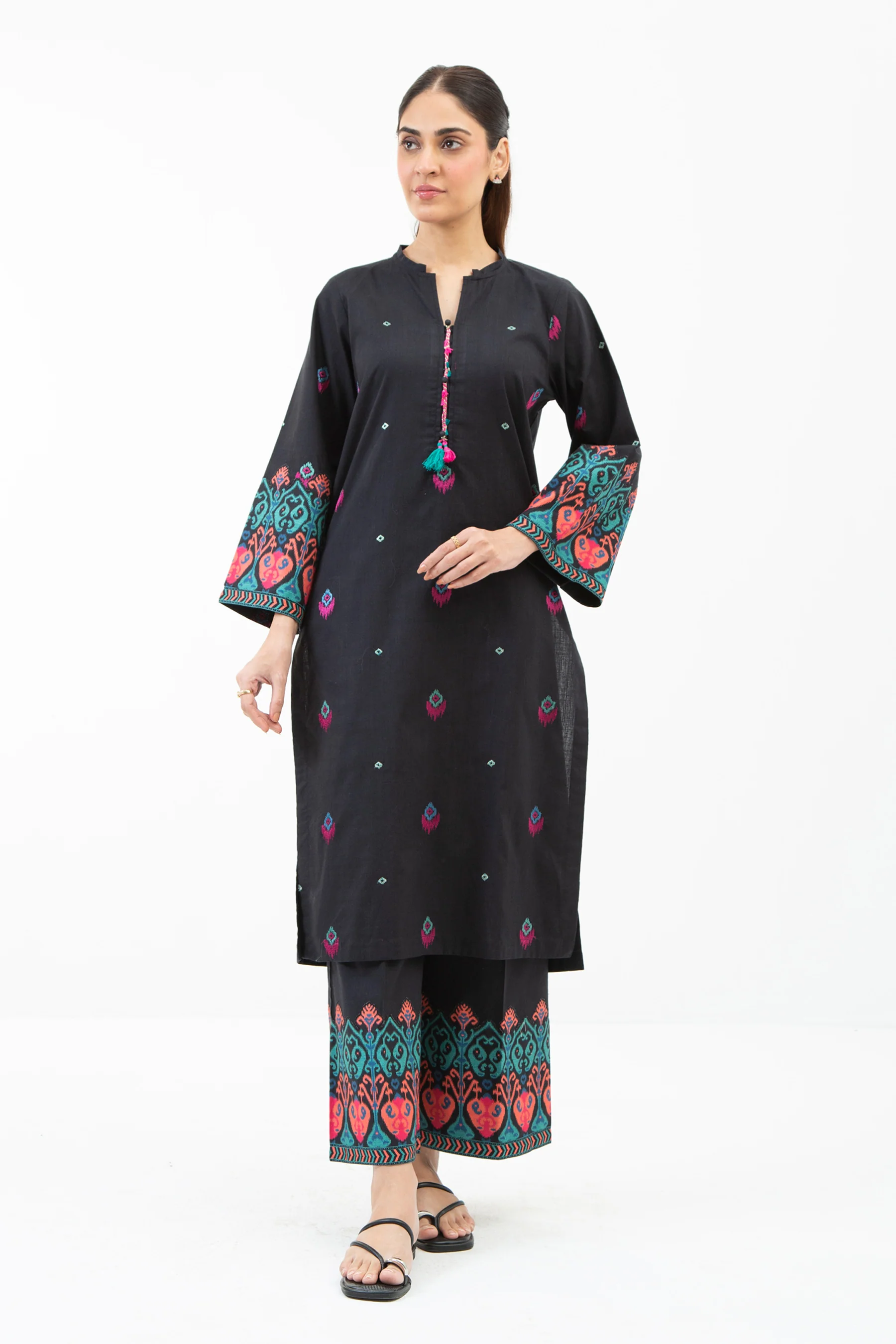 STITCHED EMBROIDERED BOTH SIDE SLUB SUIT