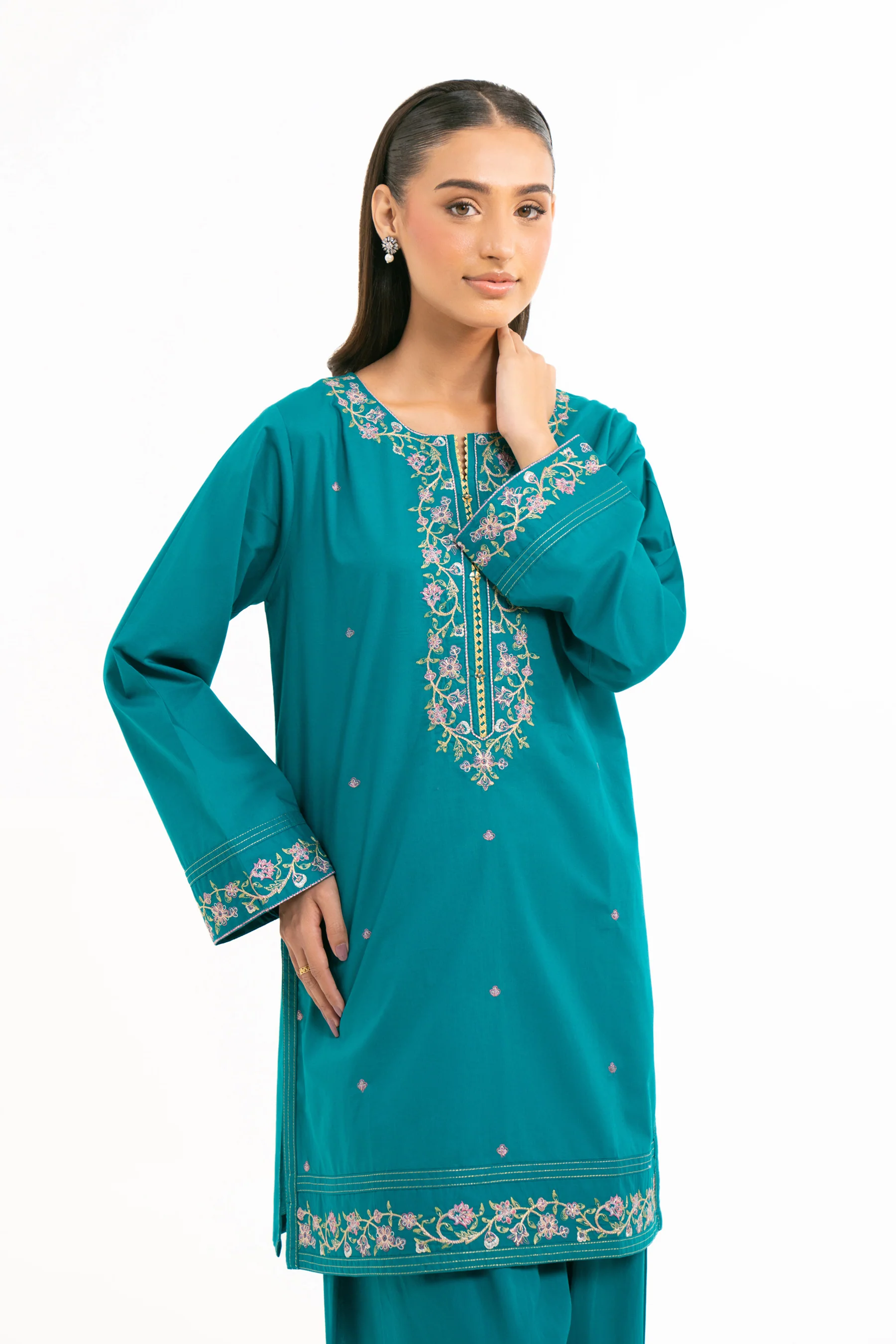 EMBROIDERED CAMBRIC STITCHED 2 PIECE SUIT - Image 5
