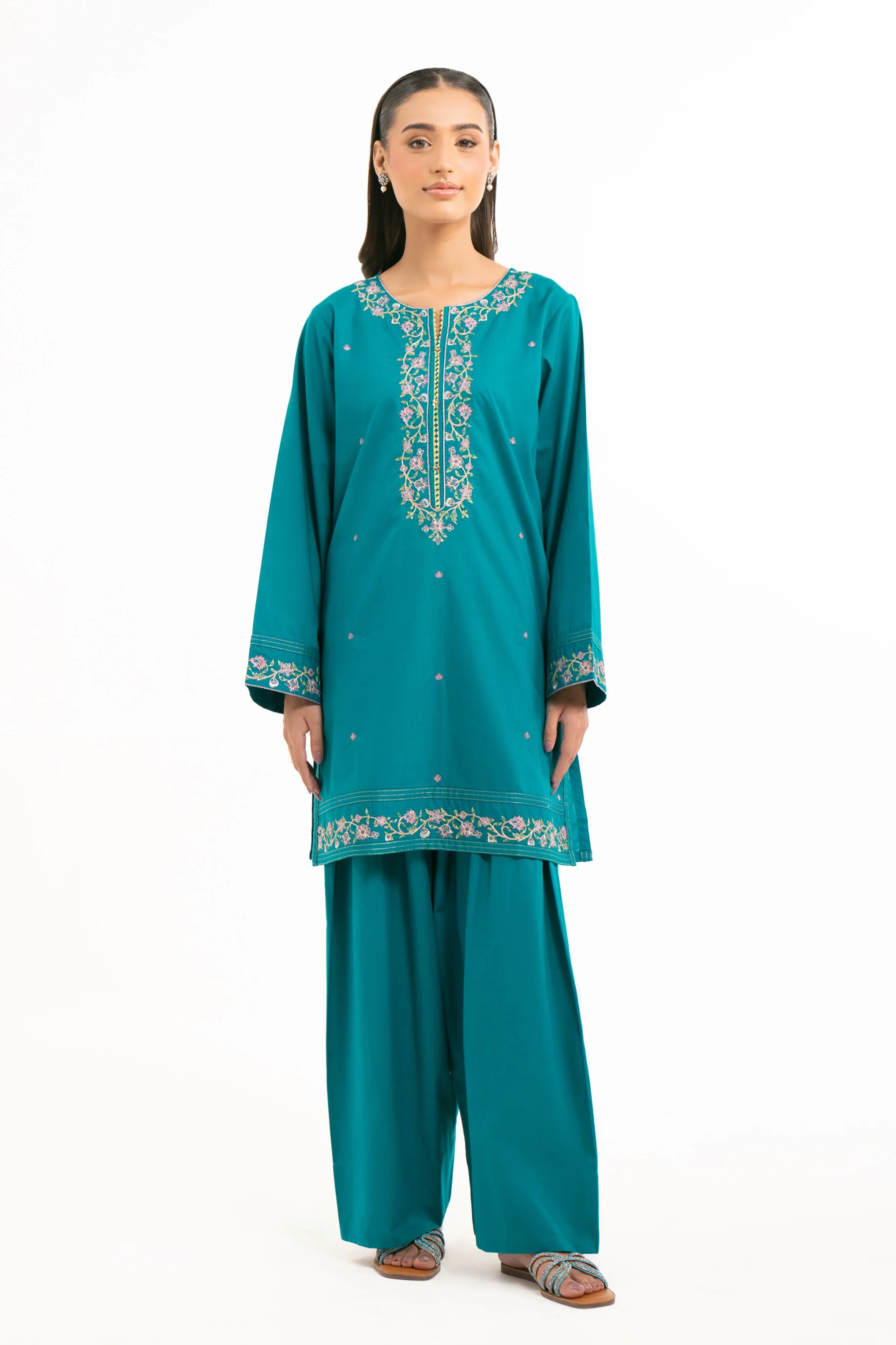 EMBROIDERED CAMBRIC STITCHED 2 PIECE SUIT - Image 6