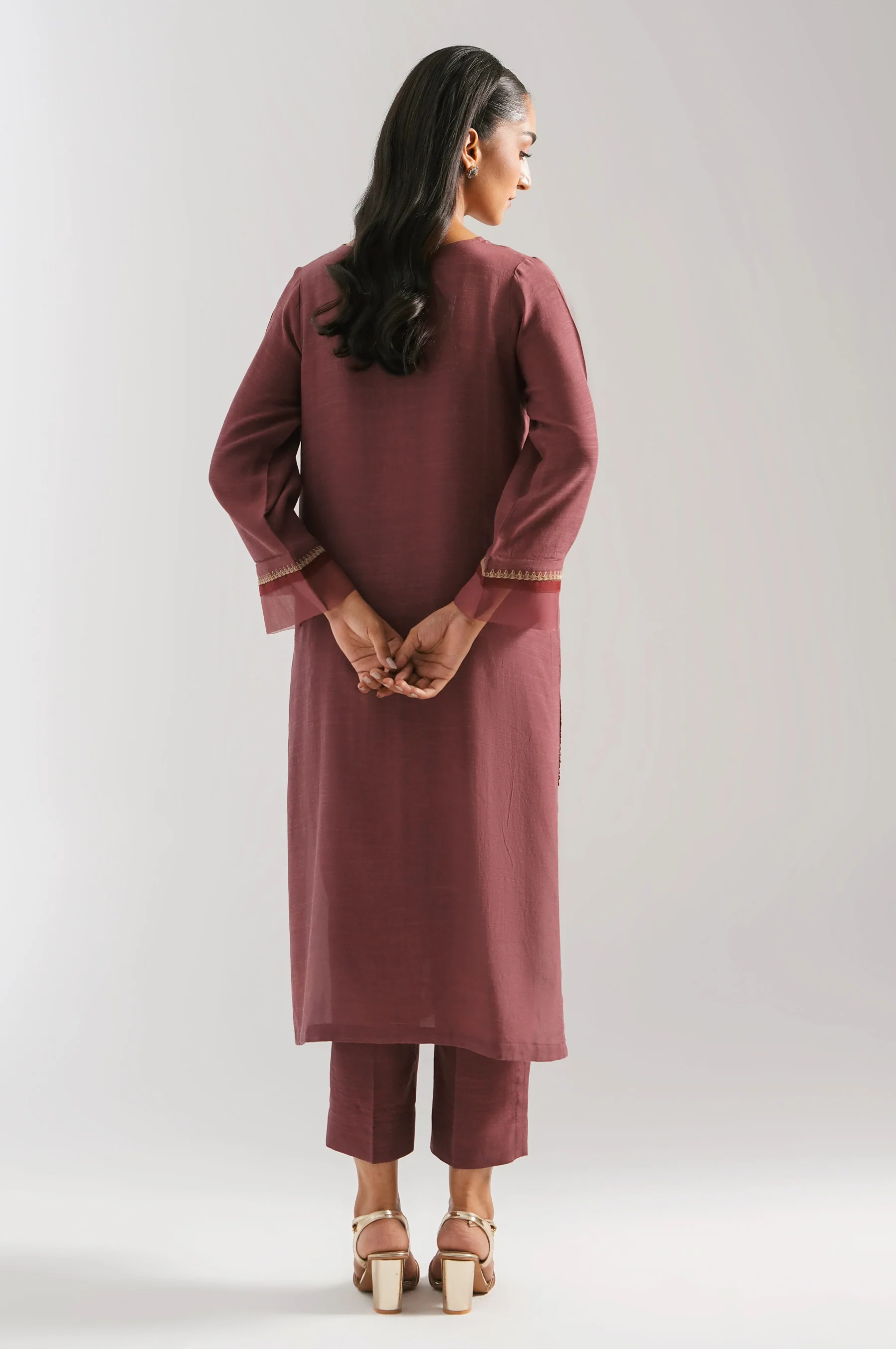 STITCHED EMBROIDERED RAW SILK SUIT - Image 5