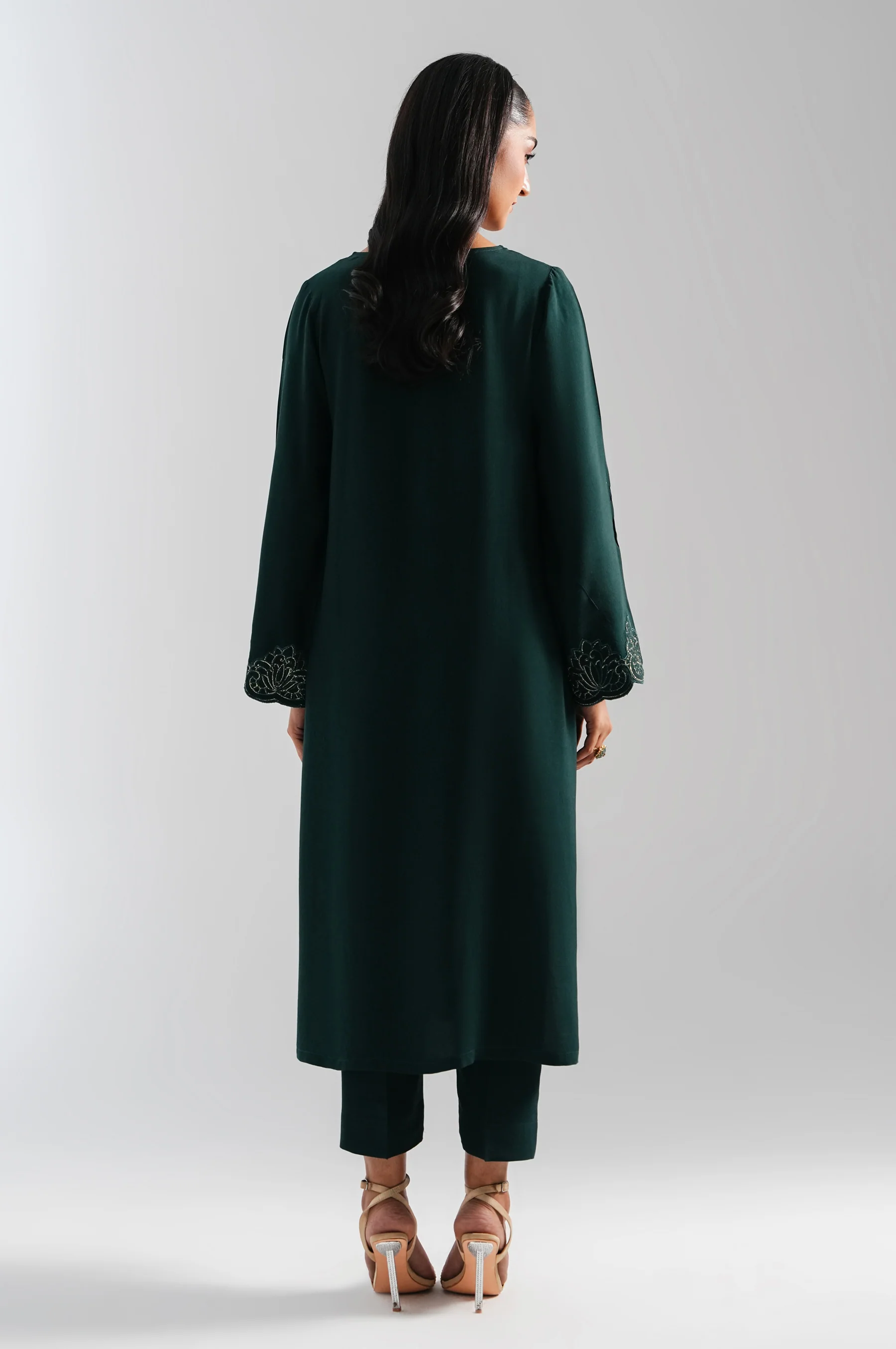 STITCHED EMBROIDERED OAK SILK 2 PIECE SUIT - Image 6