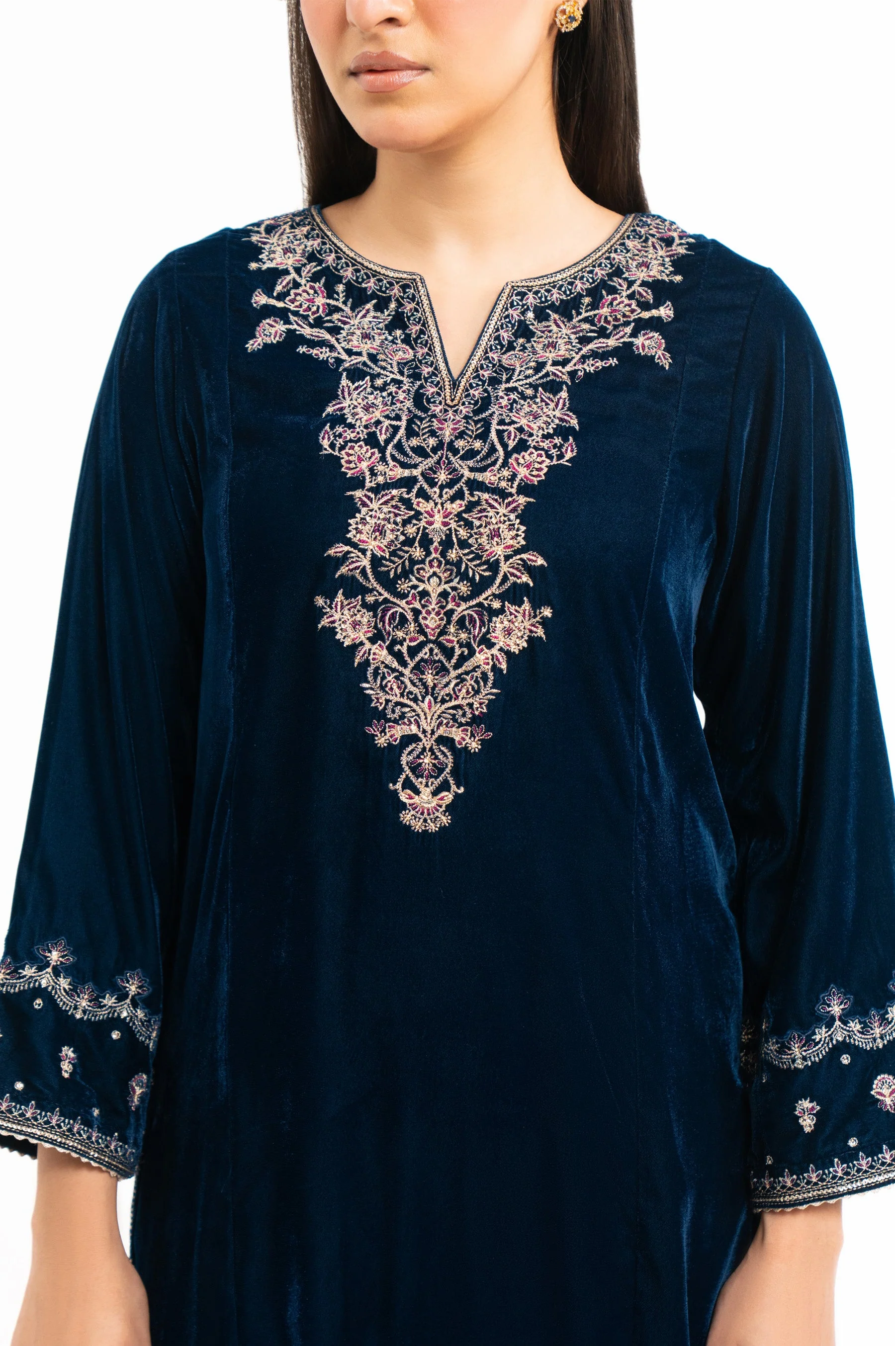 EMBROIDERED VELVET SHIRT & BOTTOM (FACTORY E-OUTLET) - Image 2