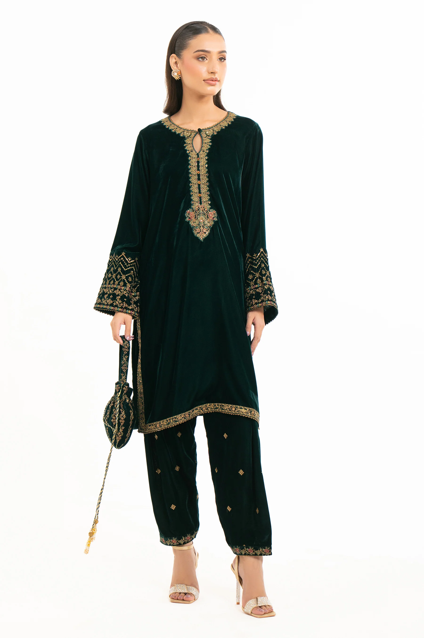 EMBROIDERED VELVET SHIRT & BOTTOM - Image 4