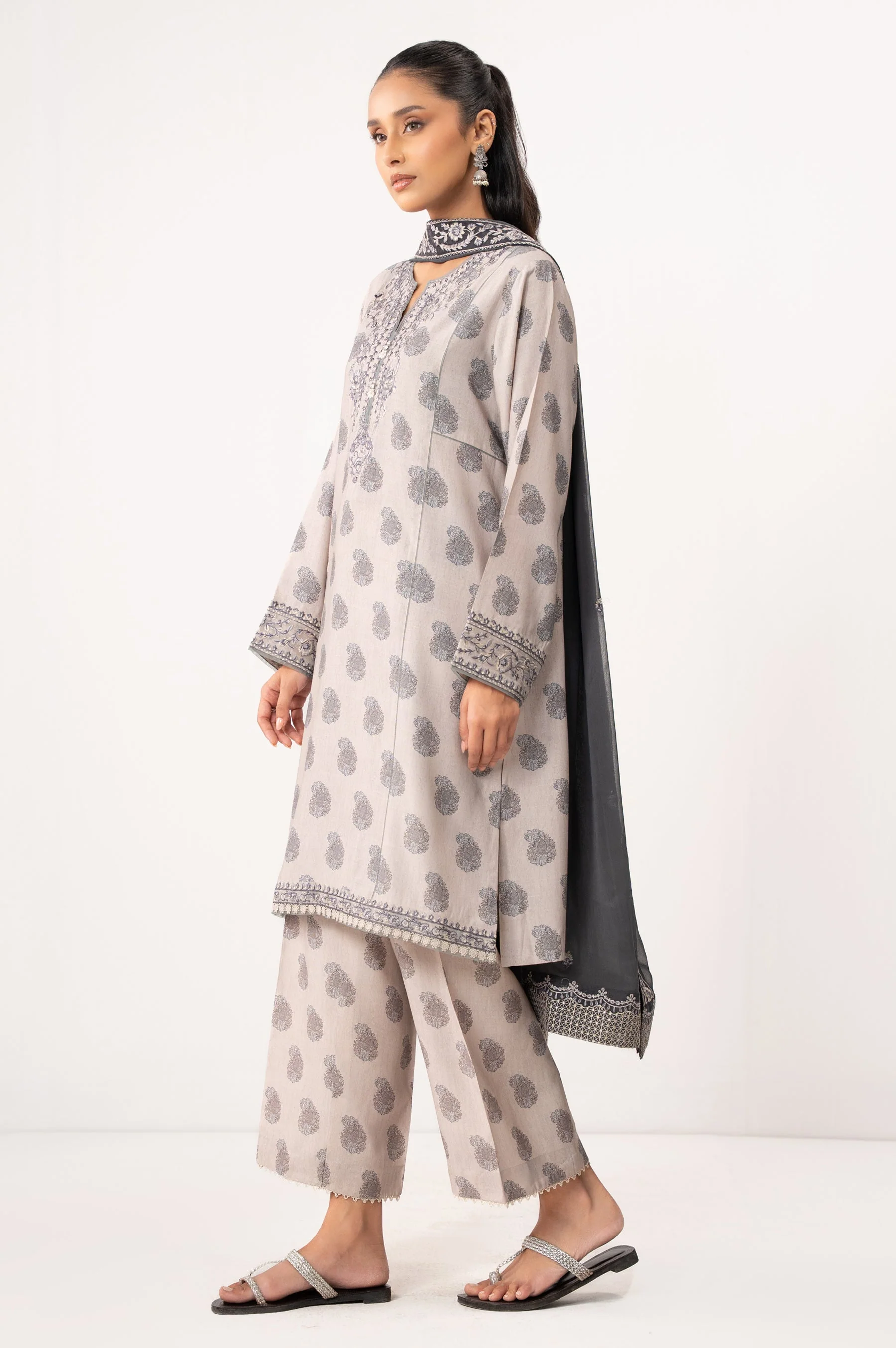STITCHED PRINTED RAW SILK SUIT - Image 5