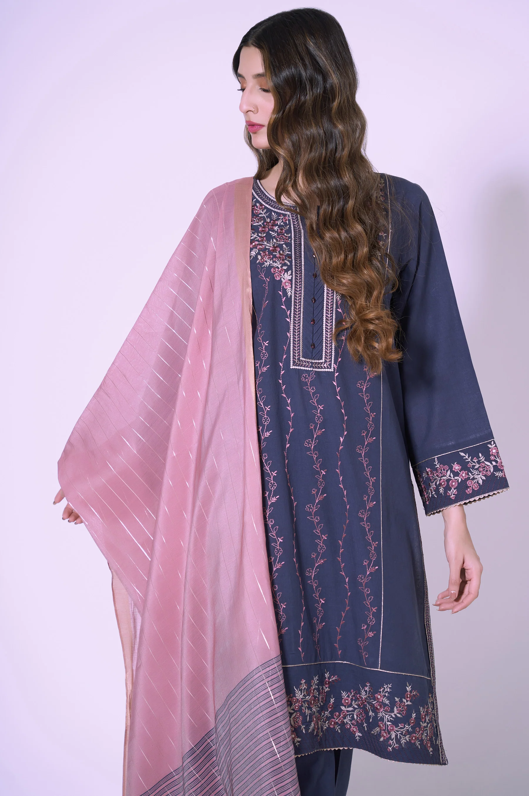 Stitched 3 Piece Cambric Embroidered Outfit - Image 5