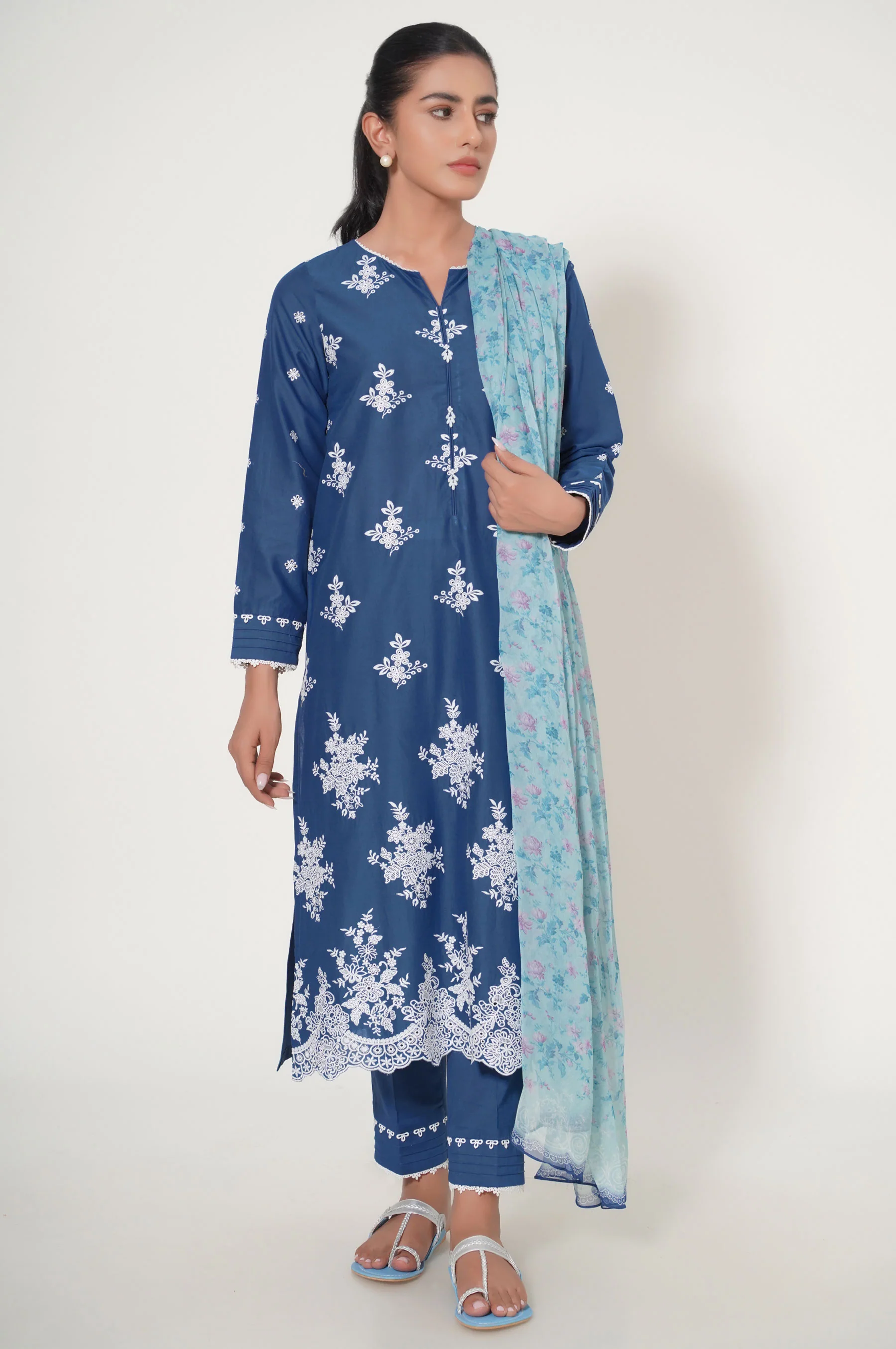 Stitched 3 Piece Chikankari Suit - Image 4