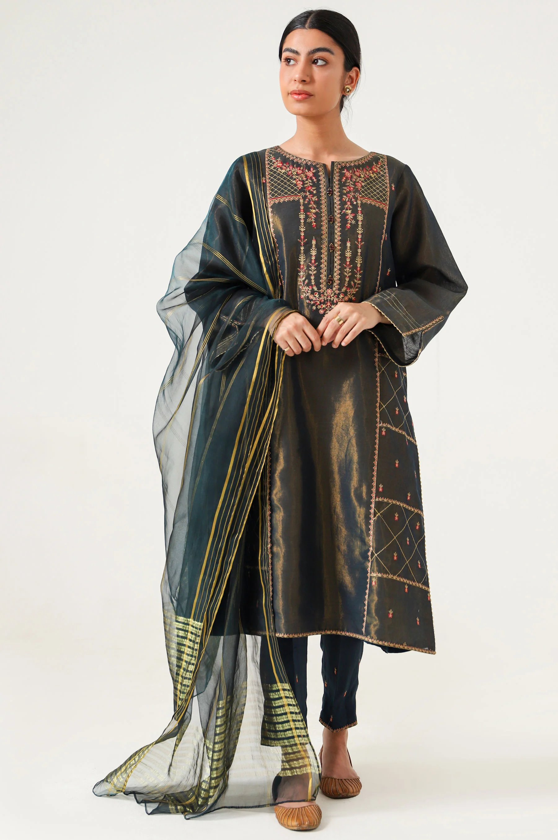 Stitched 3 Piece Cotton Mysuri Embroidered Suit. - Image 2