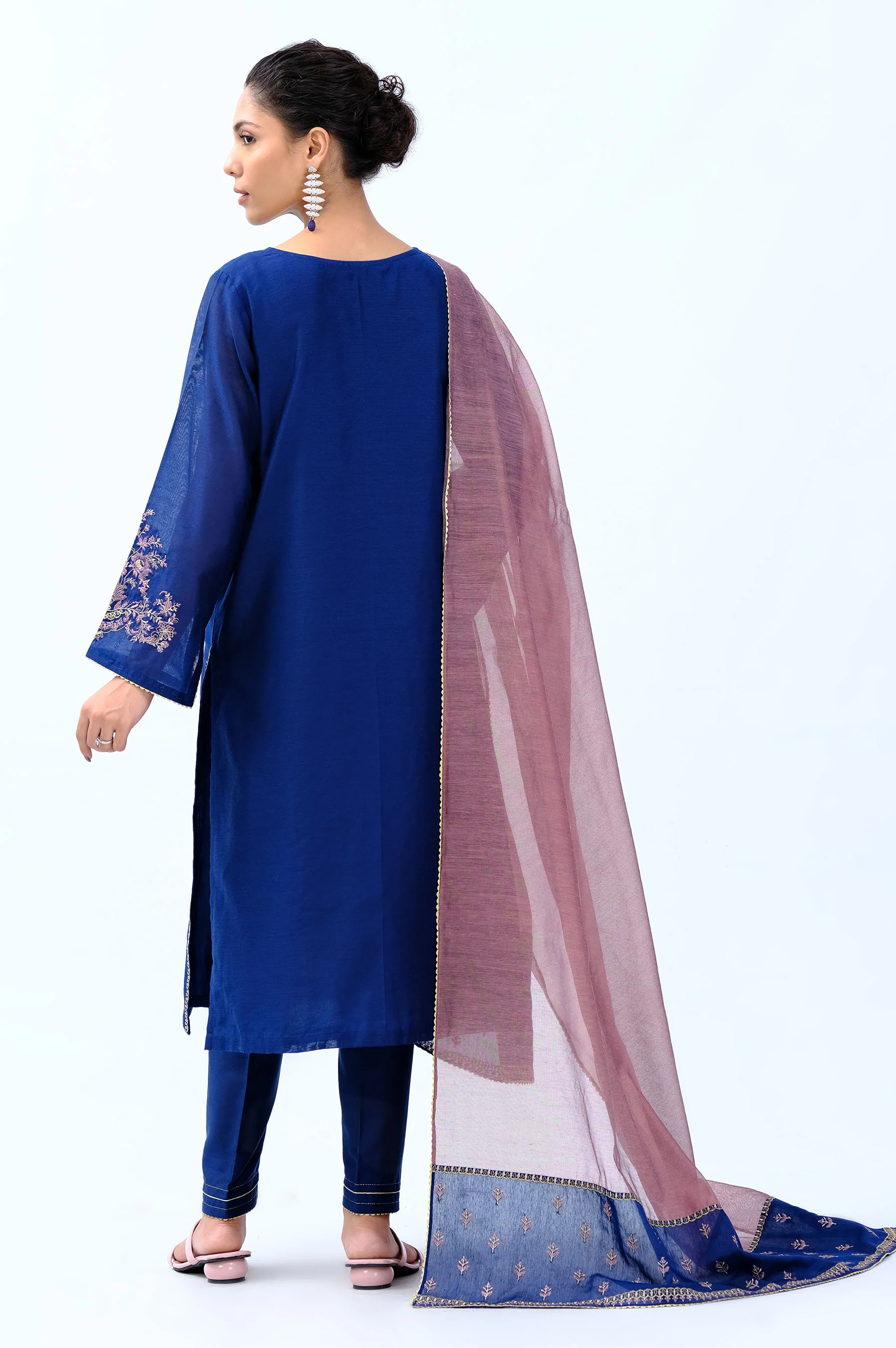 Stitched 3 Piece Cotton Net Embroidered Suit - Image 2