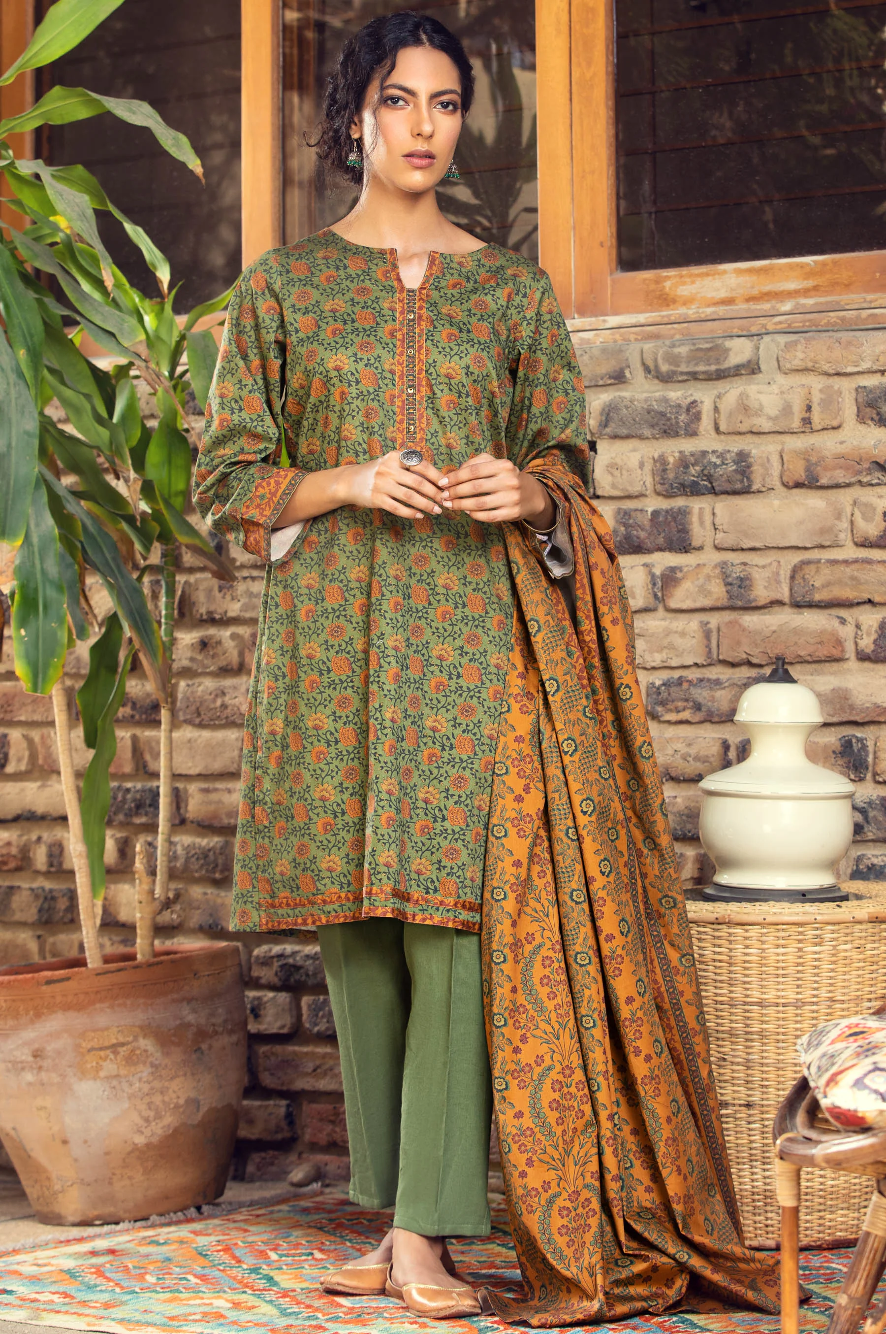 Stitched 3 Piece Digital Printed Cottel Suit