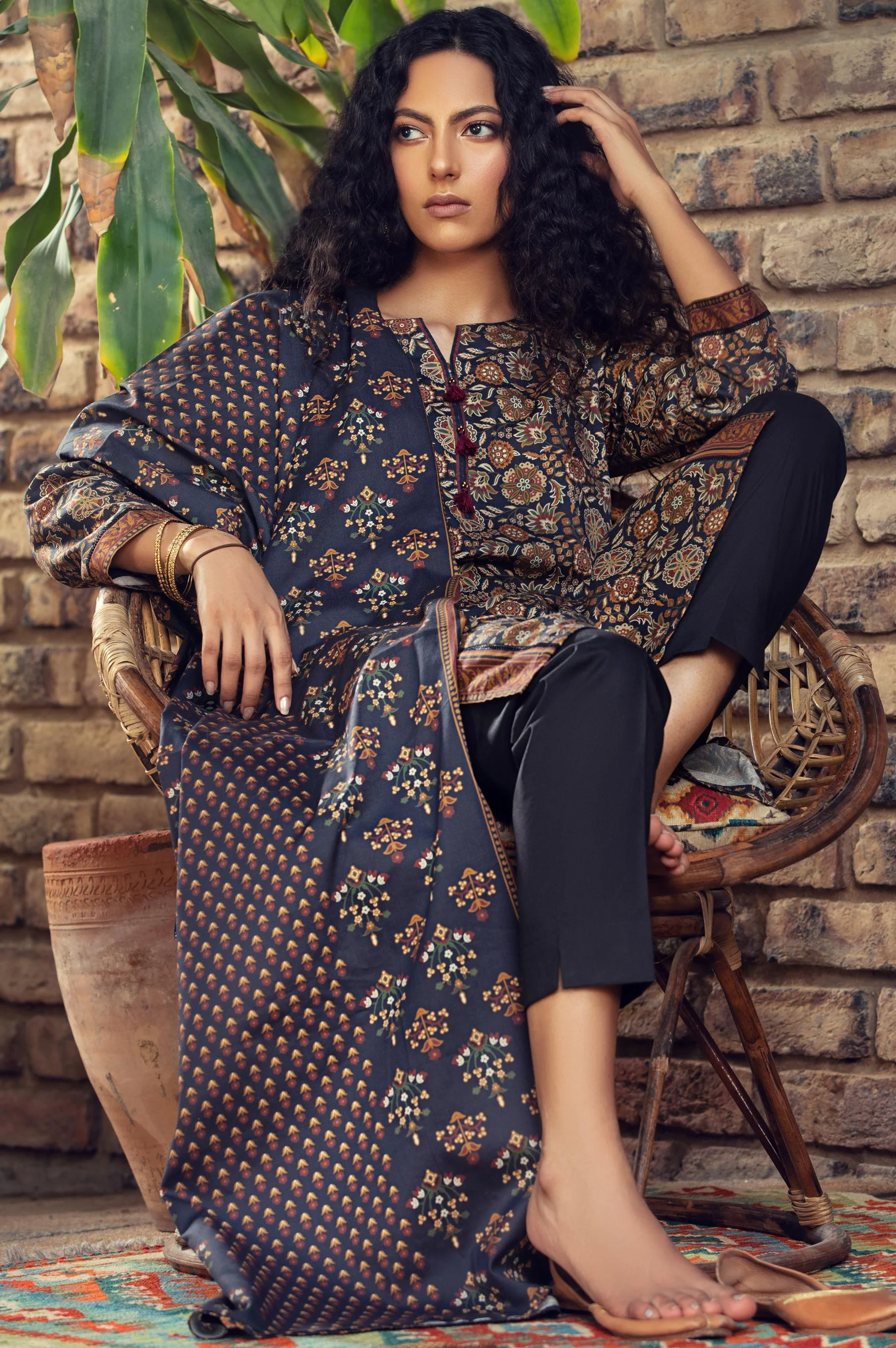 Stitched 3 Piece Digital Printed Cottel Suit - Image 3