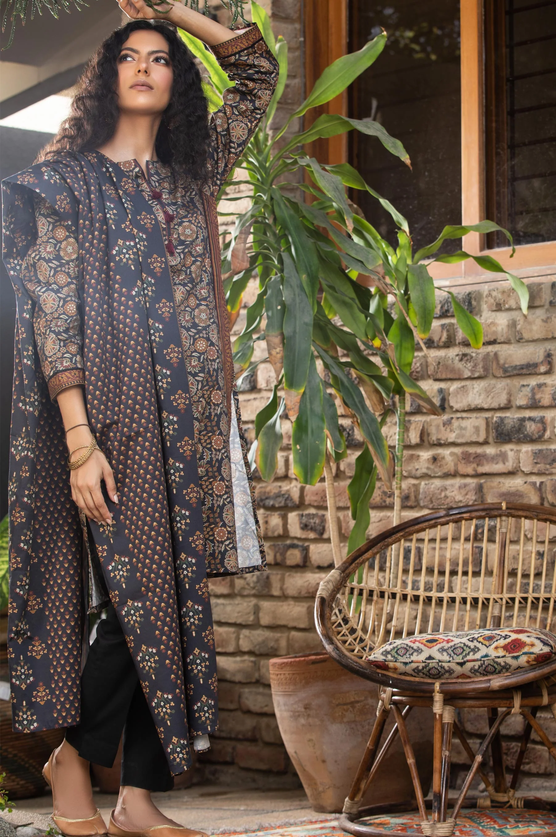 Stitched 3 Piece Digital Printed Cottel Suit - Image 4