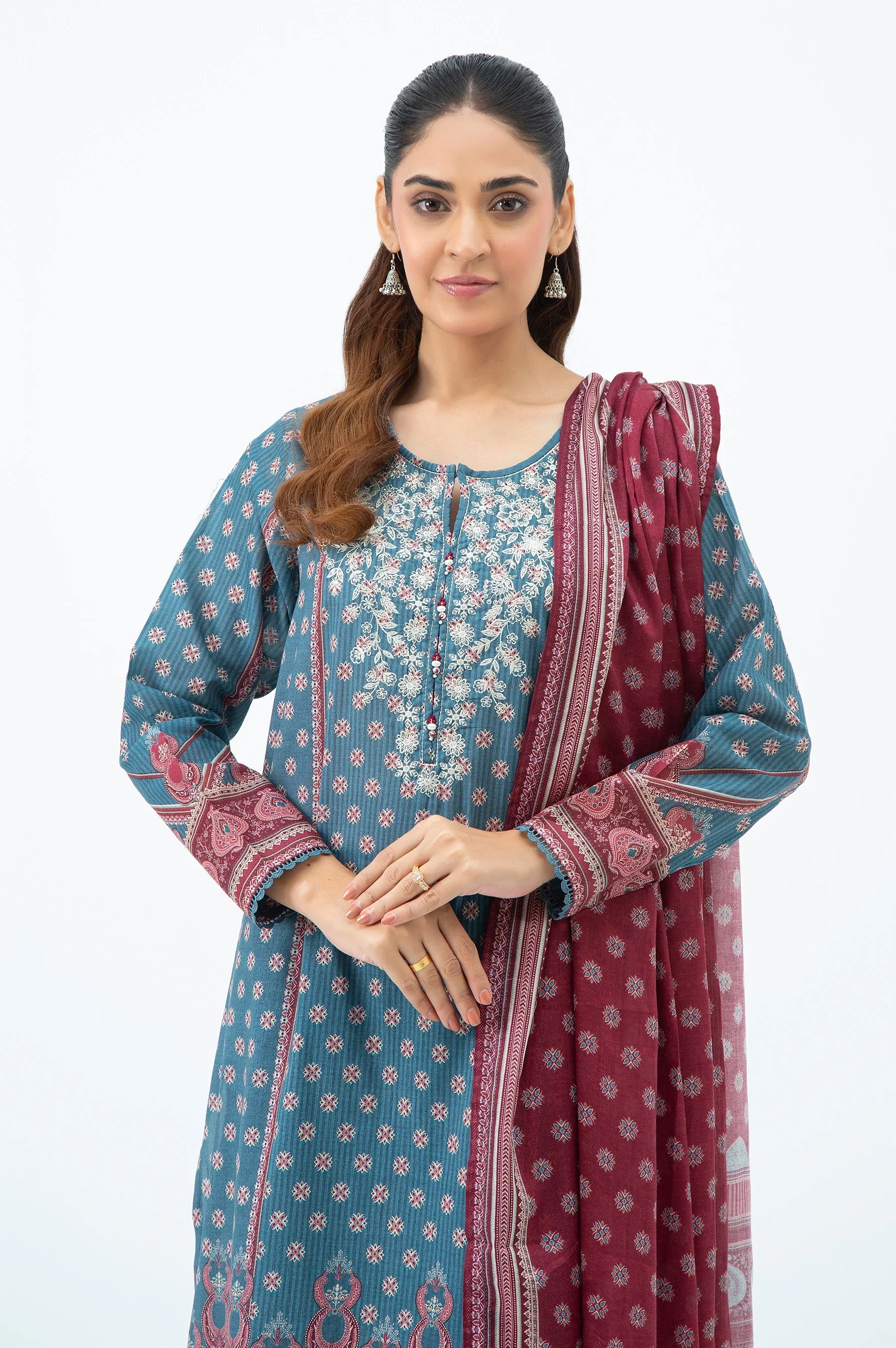 STITCHED EMBROIDERED LAWN SUIT - Image 3