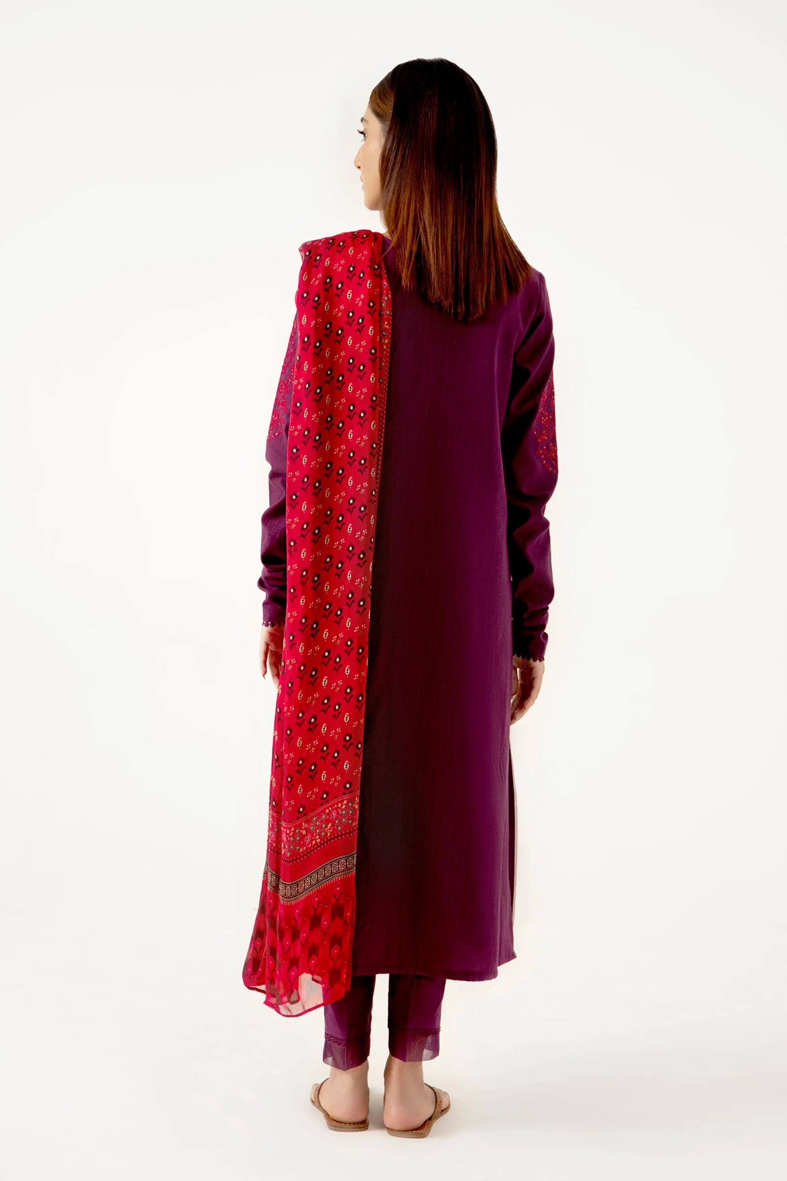 Stitched 3 Piece Dyed Doria Lawn with Tissue Silk Suit - Image 4
