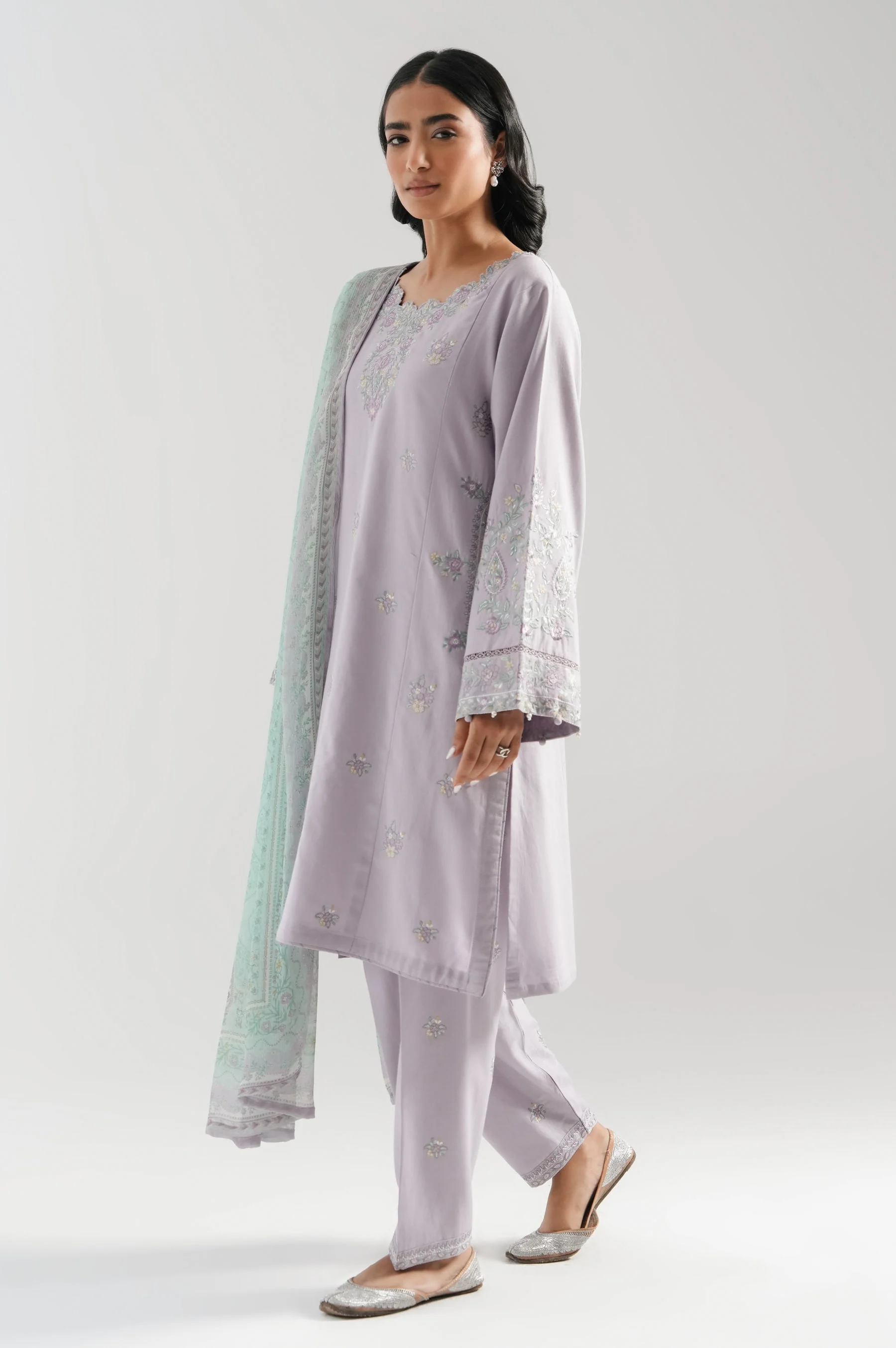 STITCHED EMBROIDERED COTTON LINEN SUIT (FACTORY E-OUTLET) - Image 4