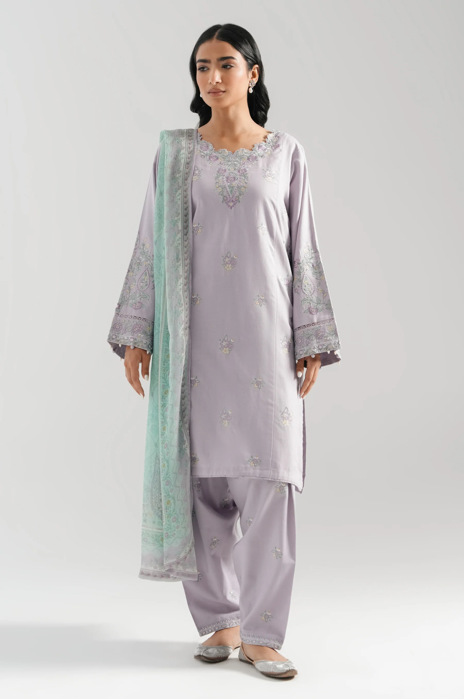 STITCHED EMBROIDERED COTTON LINEN SUIT - Image 2