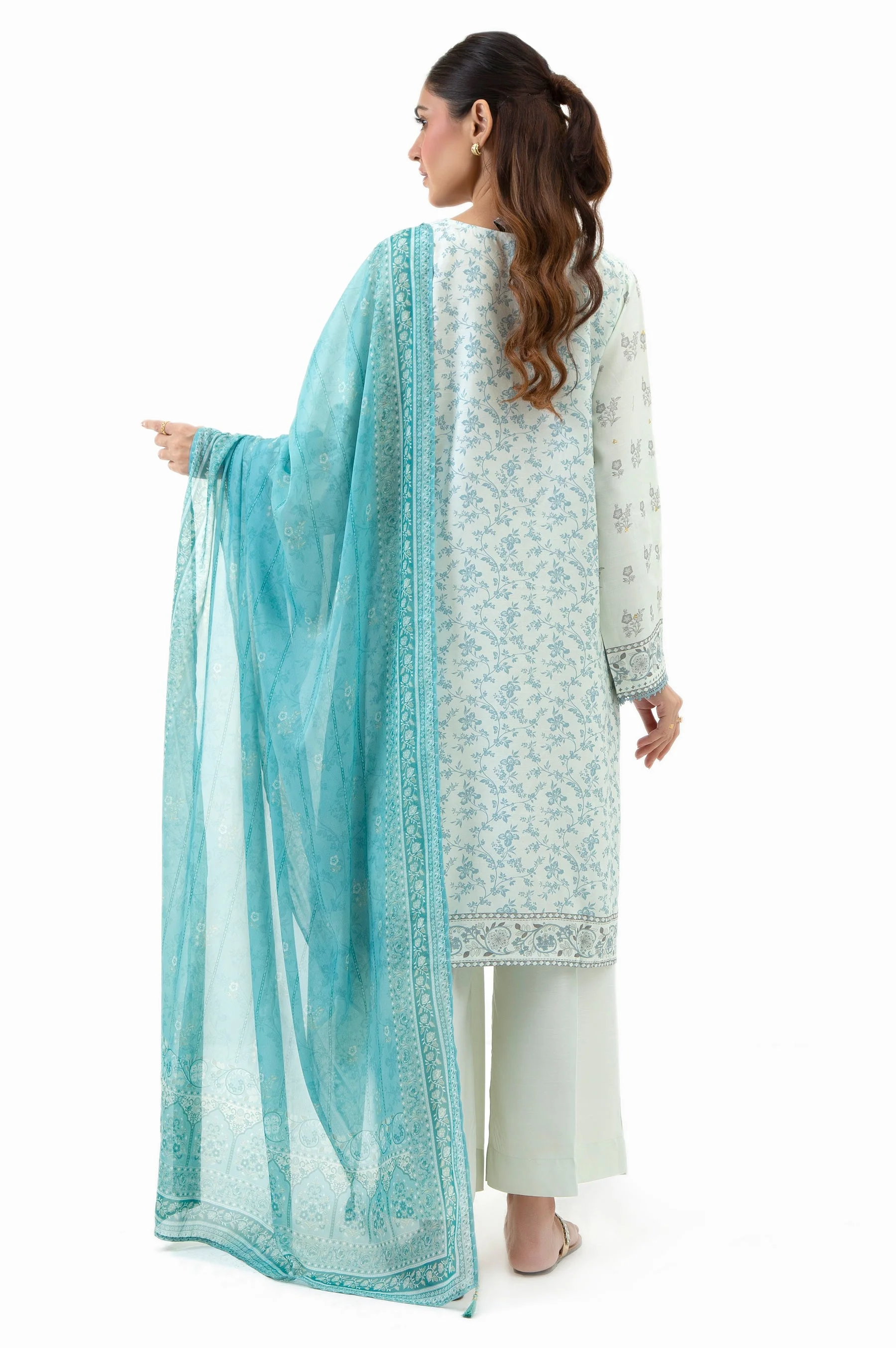 STITCHED PRINTED EMBROIDERED RAW SILK SUIT (FACTORY E-OUTLET) - Image 4
