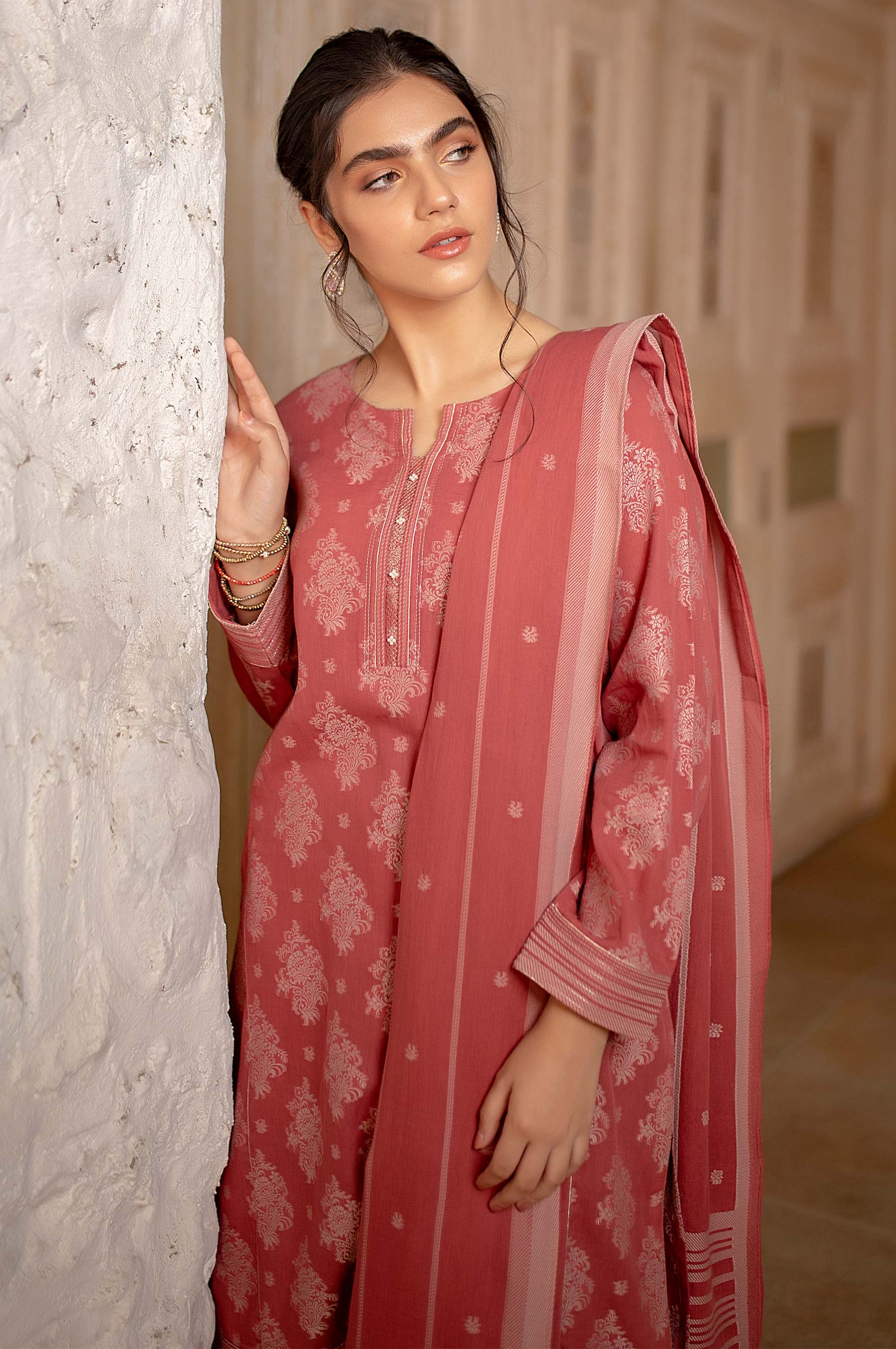 Stitched 3 Piece Dyed Jacquard Suit - Image 5
