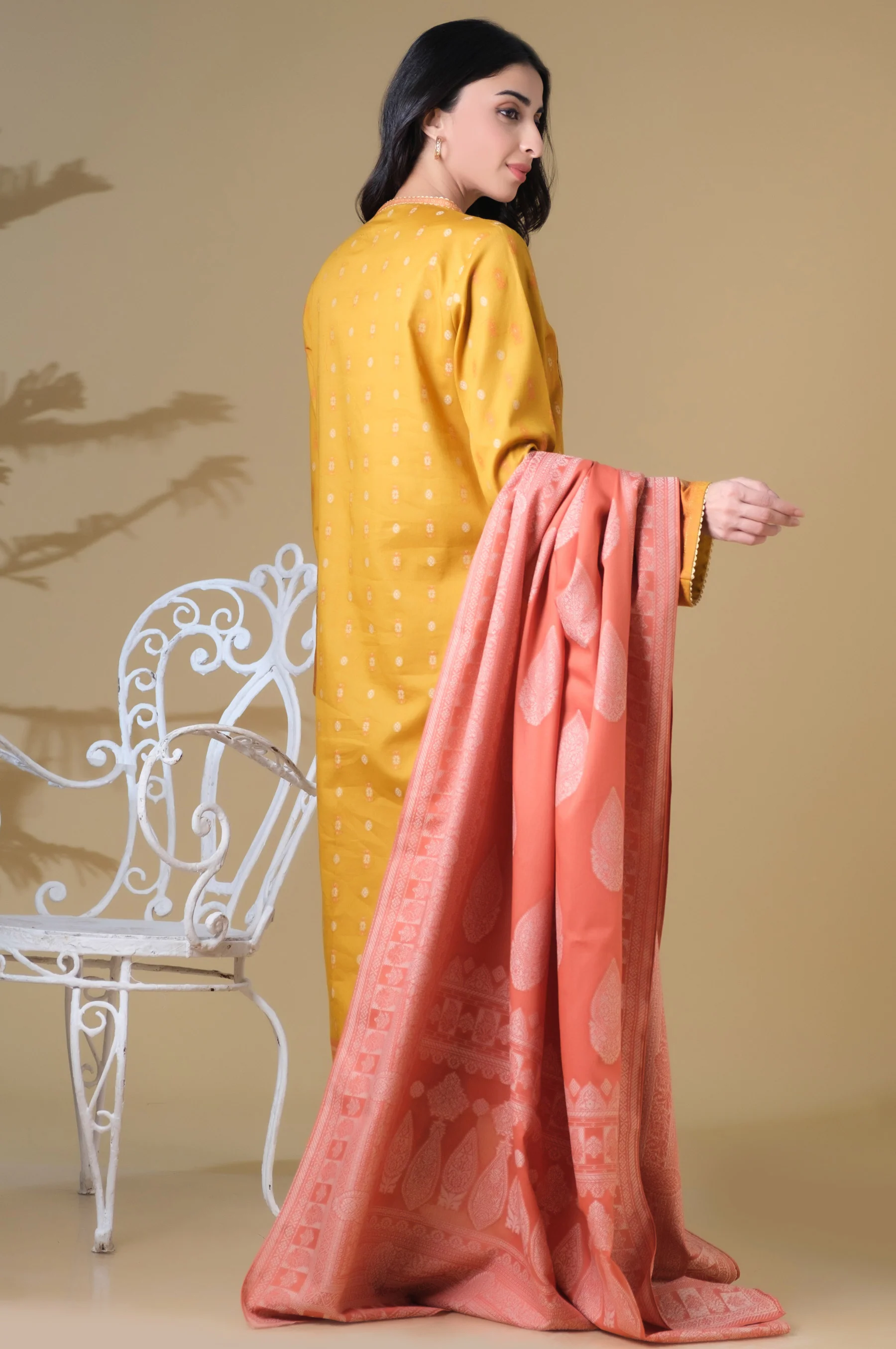 Stitched 3 Pieces Dyed Jacquard Suit - Image 4
