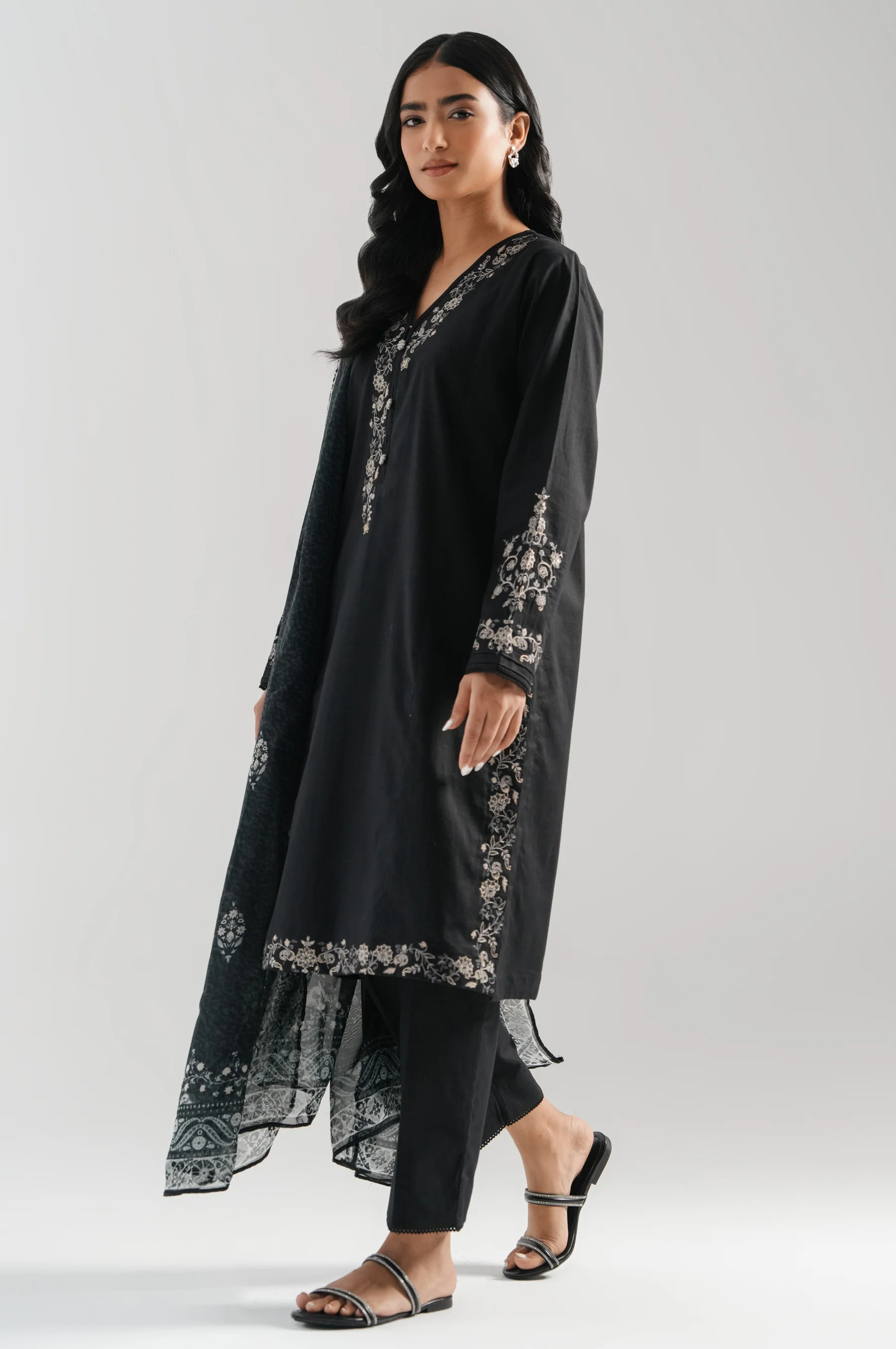 STITCHED PRINTED BOTH SIDE SLUB SUIT - Image 4