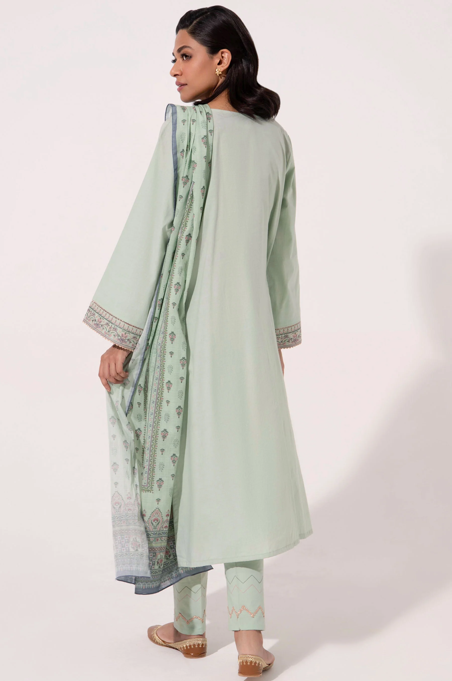 Stitched 3 Piece Embroidered Cambric Shirt with Voile Slub Dupatta - Image 2