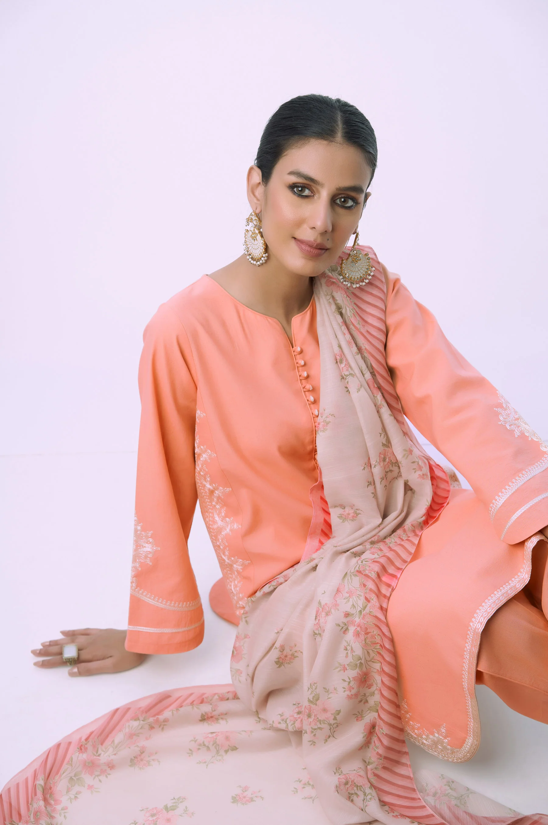 Stitched 3 Piece Embroidered Cambric Suit - Image 2