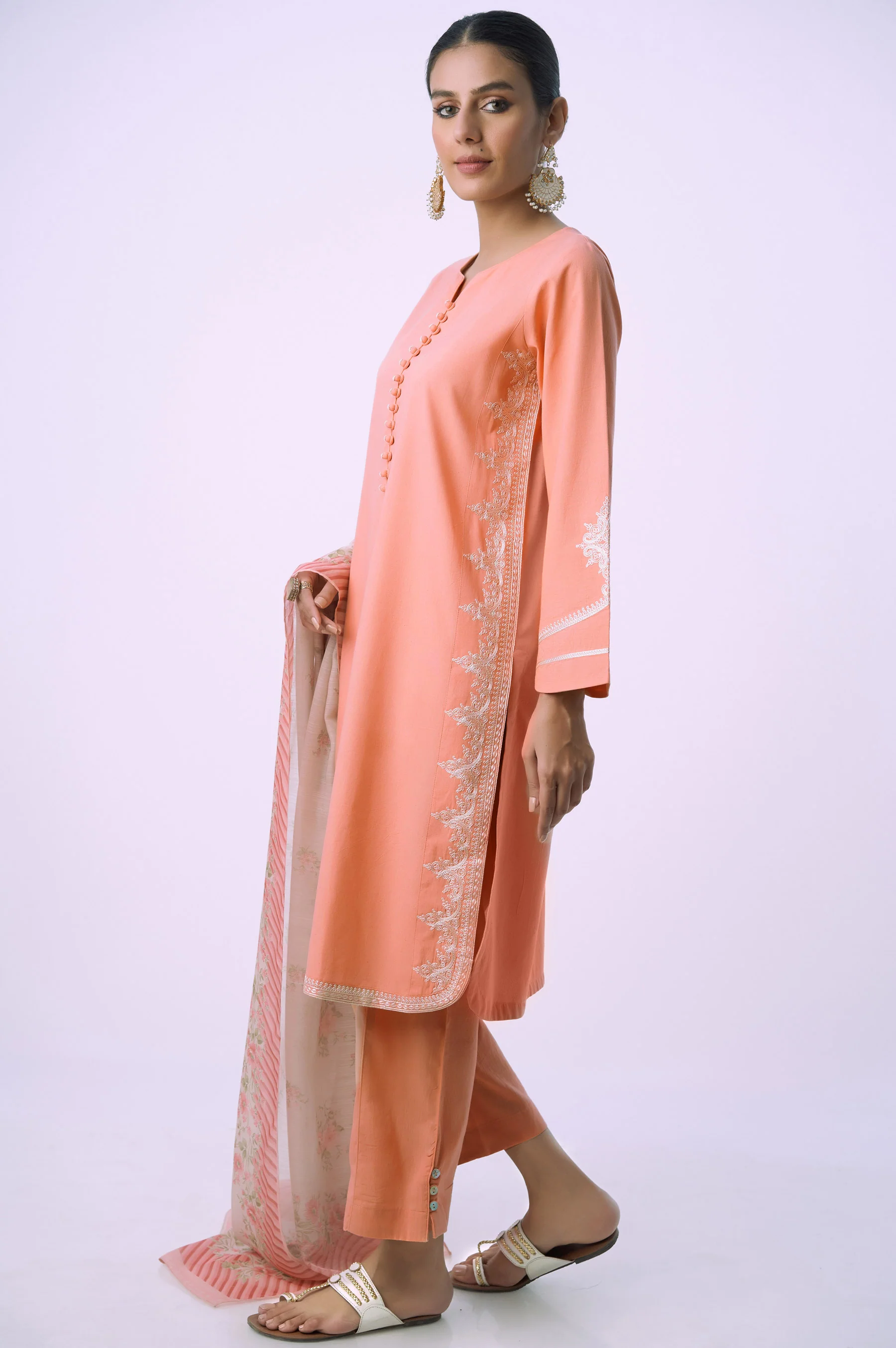 Stitched 3 Piece Embroidered Cambric Suit - Image 3