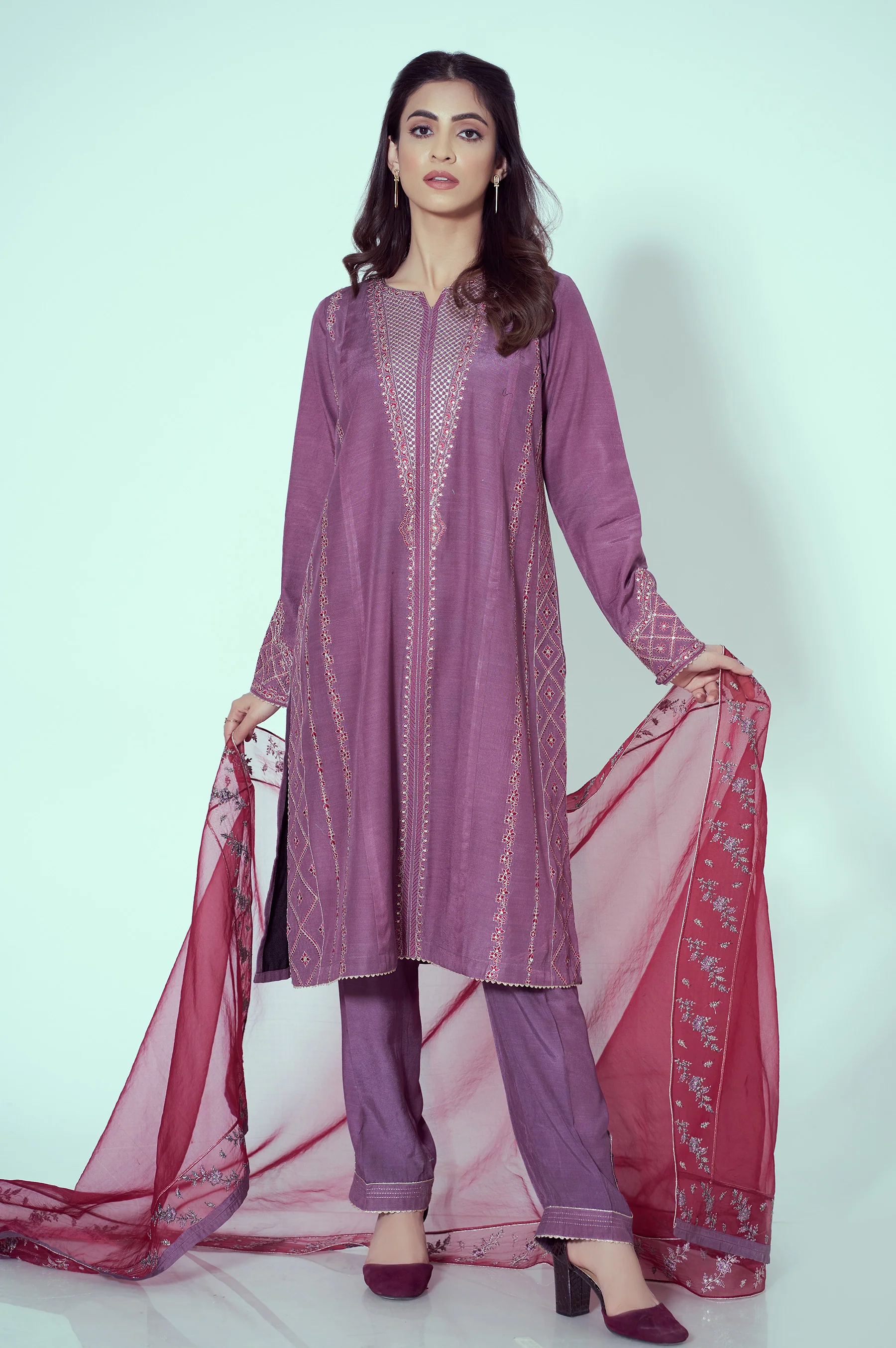 Stitched 3 Piece Embroidered Cambric Suit - Image 3