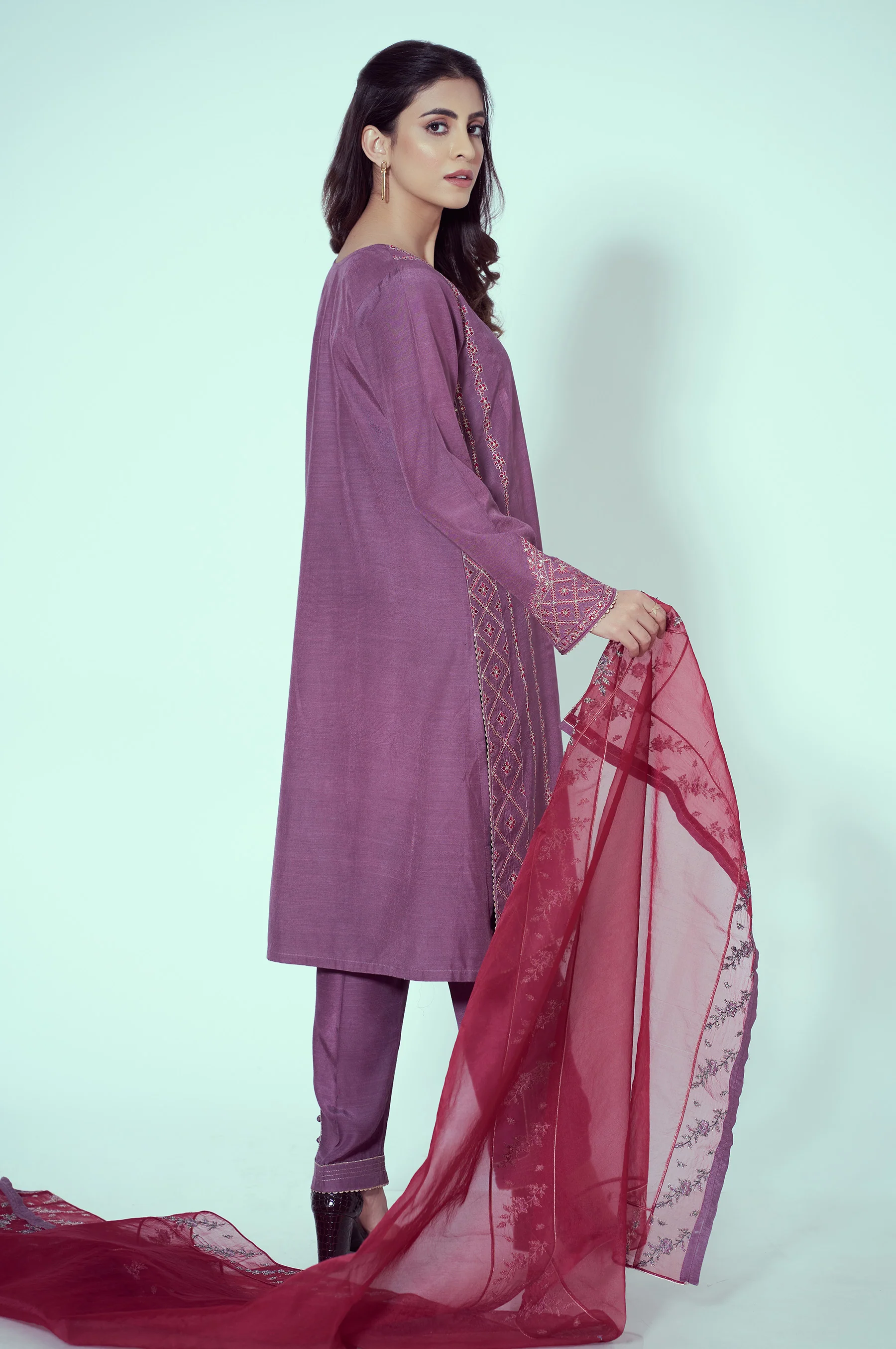 Stitched 3 Piece Embroidered Cambric Suit - Image 4