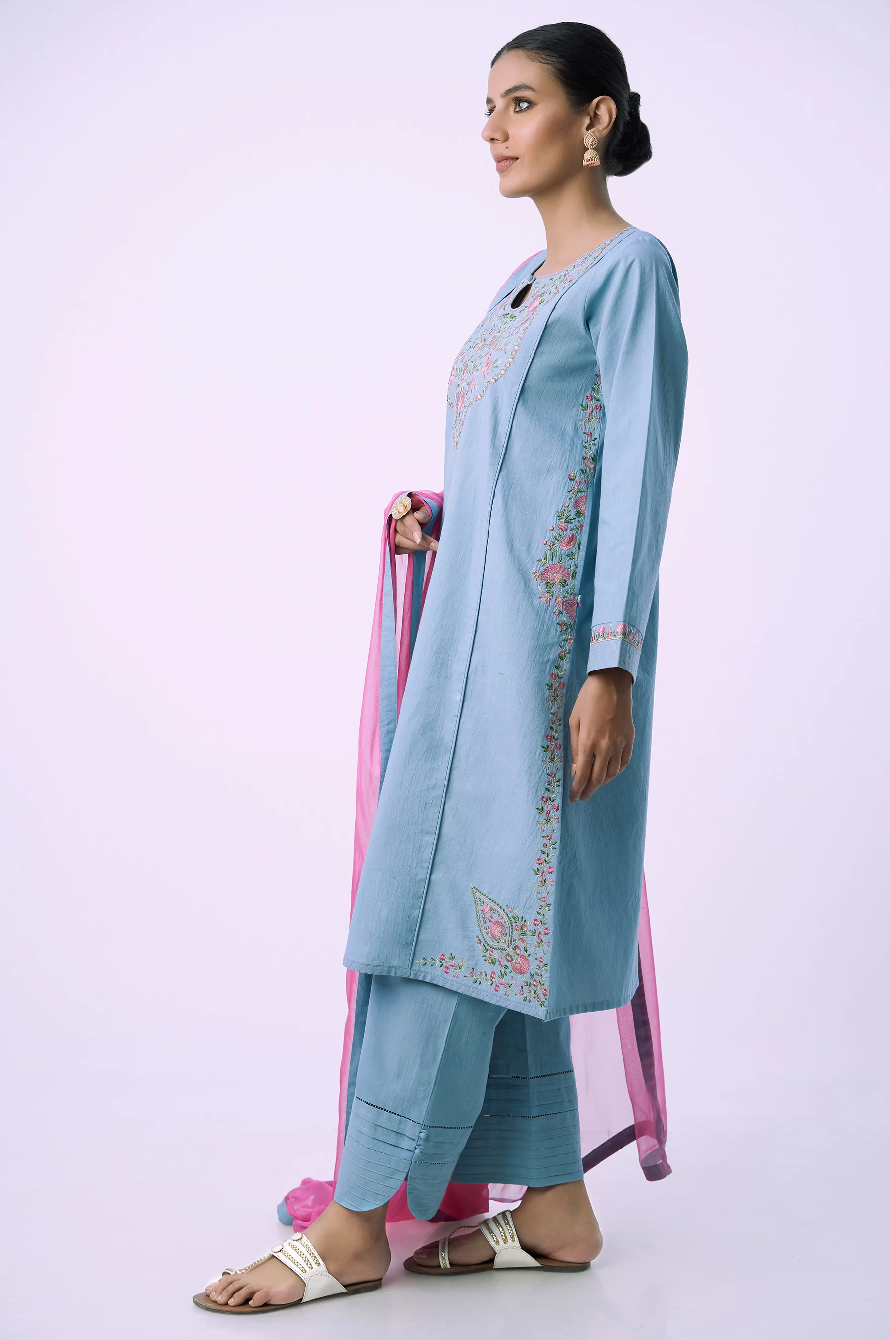 Stitched 3 Piece Embroidered Cambric Suit - Image 5