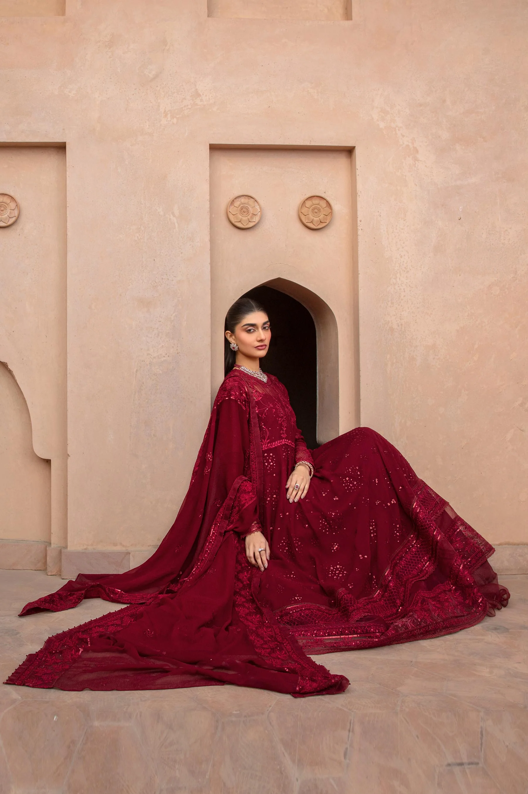 3 Piece Embroidered Chiffon Suit - Image 5