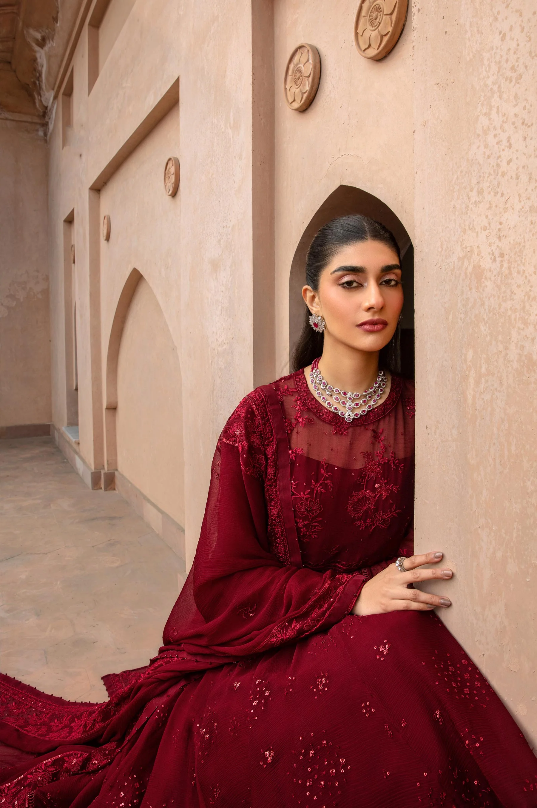 3 Piece Embroidered Chiffon Suit - Image 7