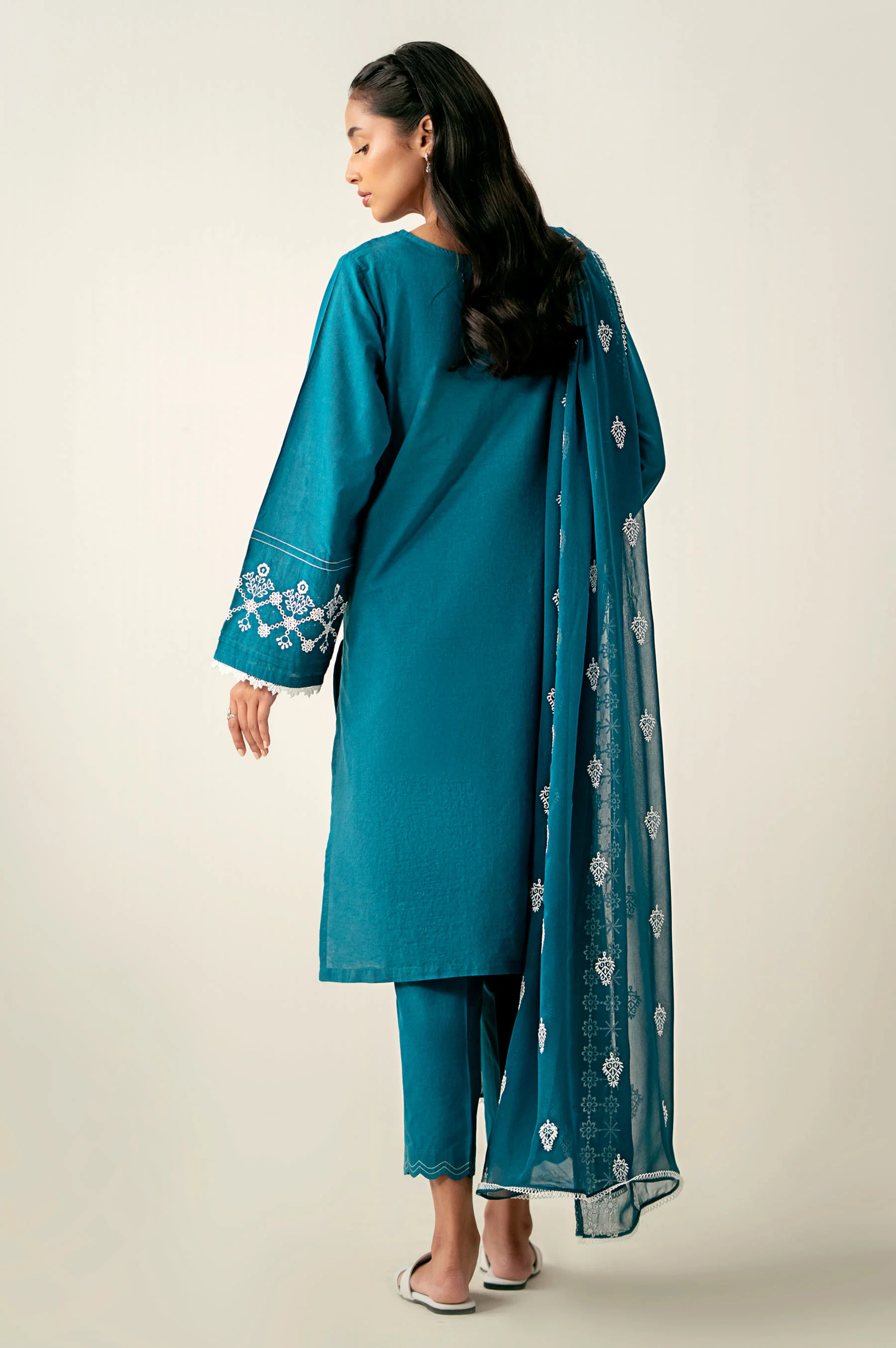 Stitched 3 Piece Embroidered Chikankari Suit - Image 6