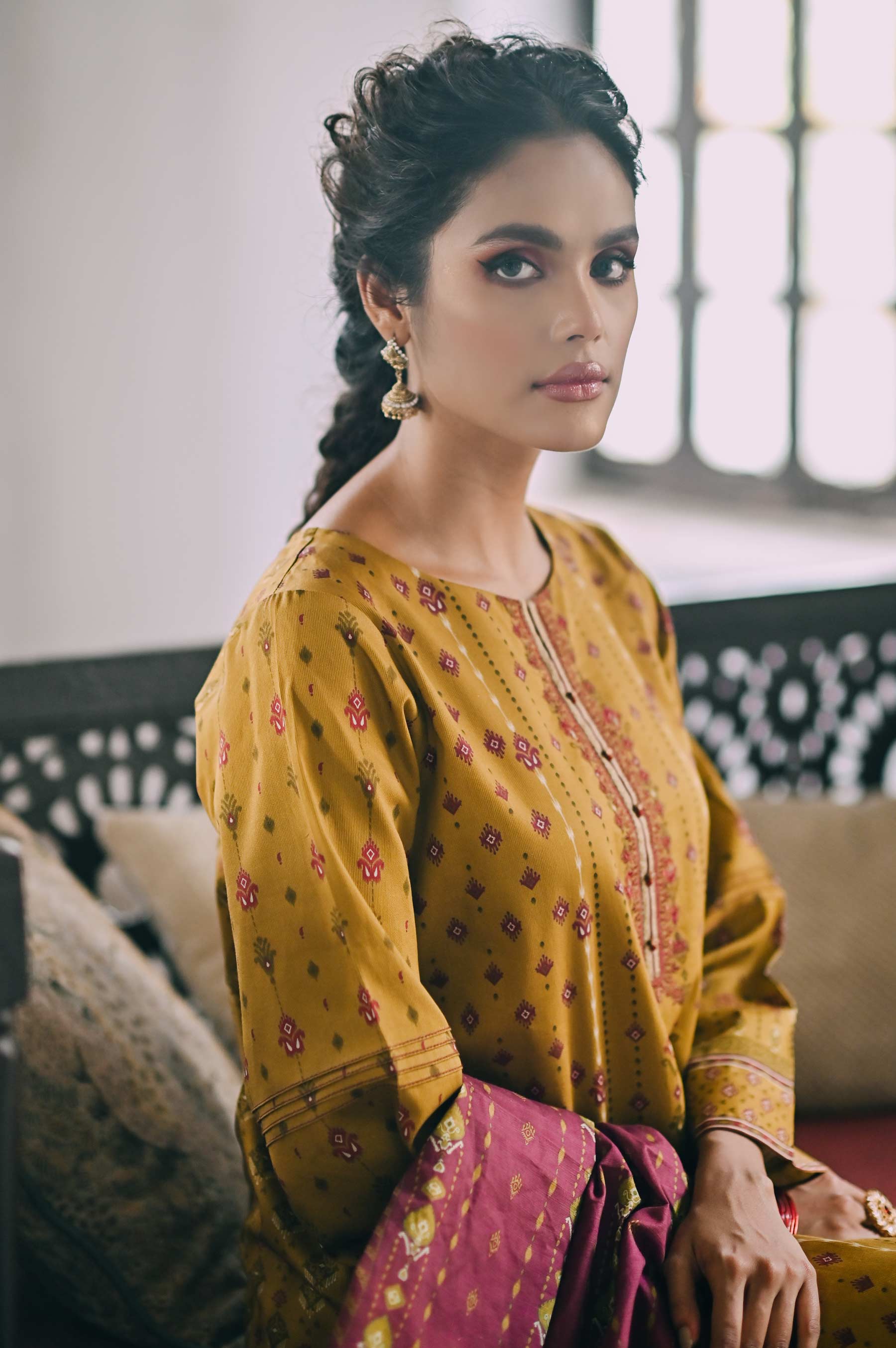 Stitched 3 Piece Embroidered Cottel Suit - Image 4