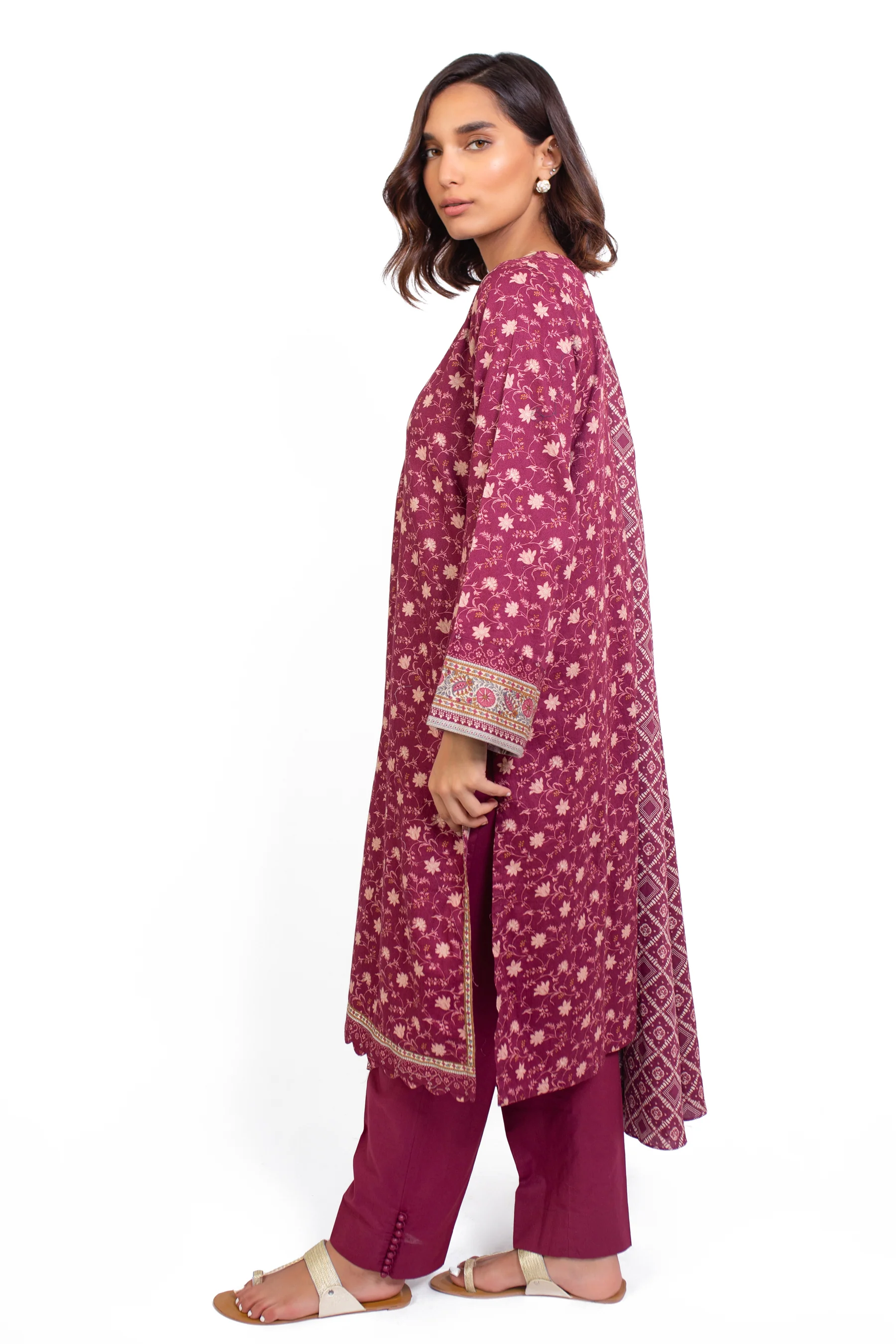 Stitched 3 Piece Embroidered Cottel Suit - Image 3