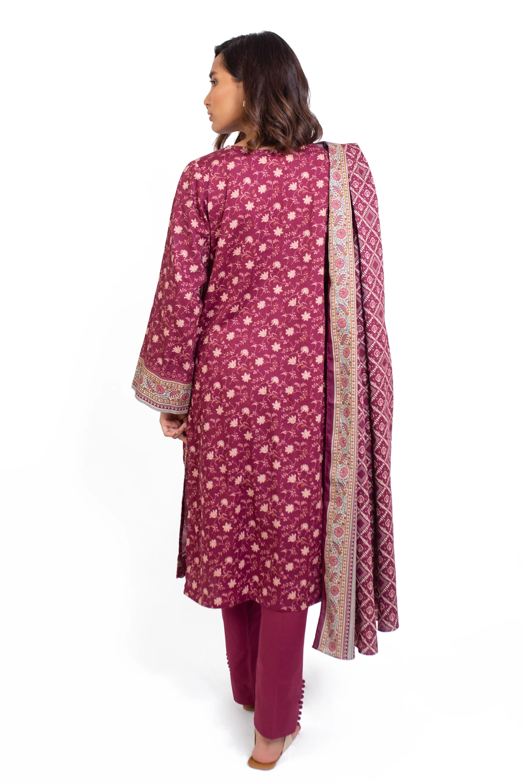 Stitched 3 Piece Embroidered Cottel Suit - Image 4
