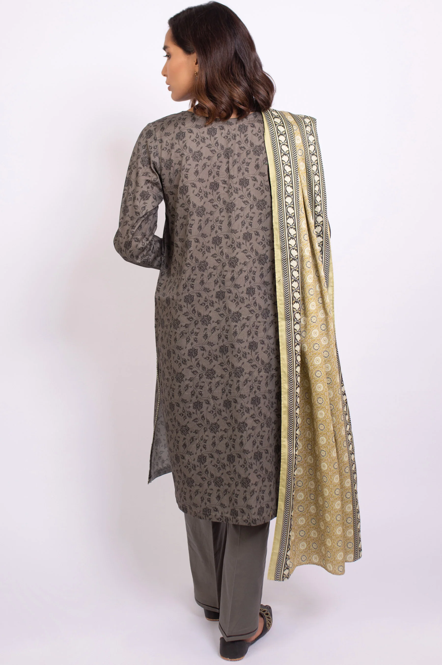 Stitched 3 Piece Embroidered Cottel Suit - Image 2