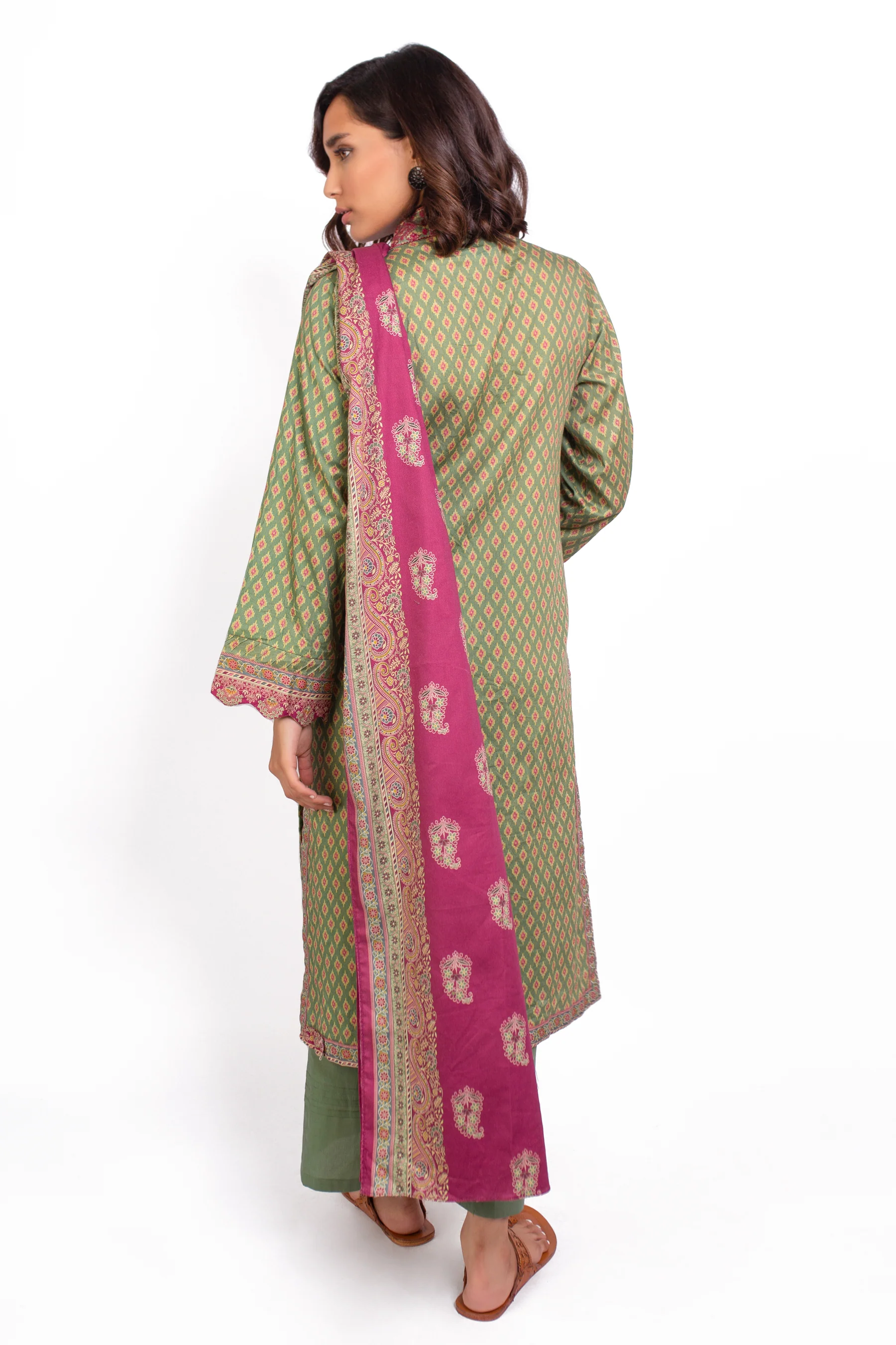 Stitched 3 Piece Embroidered Cottel Suit - Image 3
