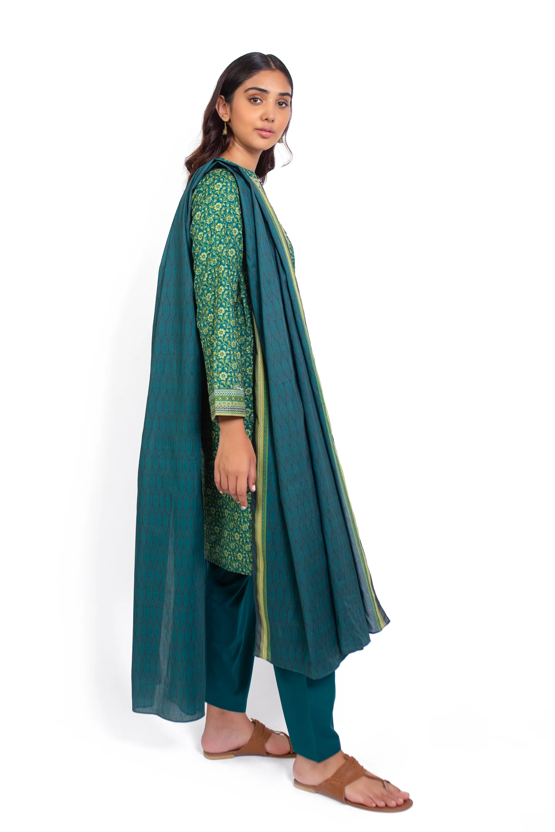 Stitched 3 Piece Embroidered Cottel Suit - Image 4
