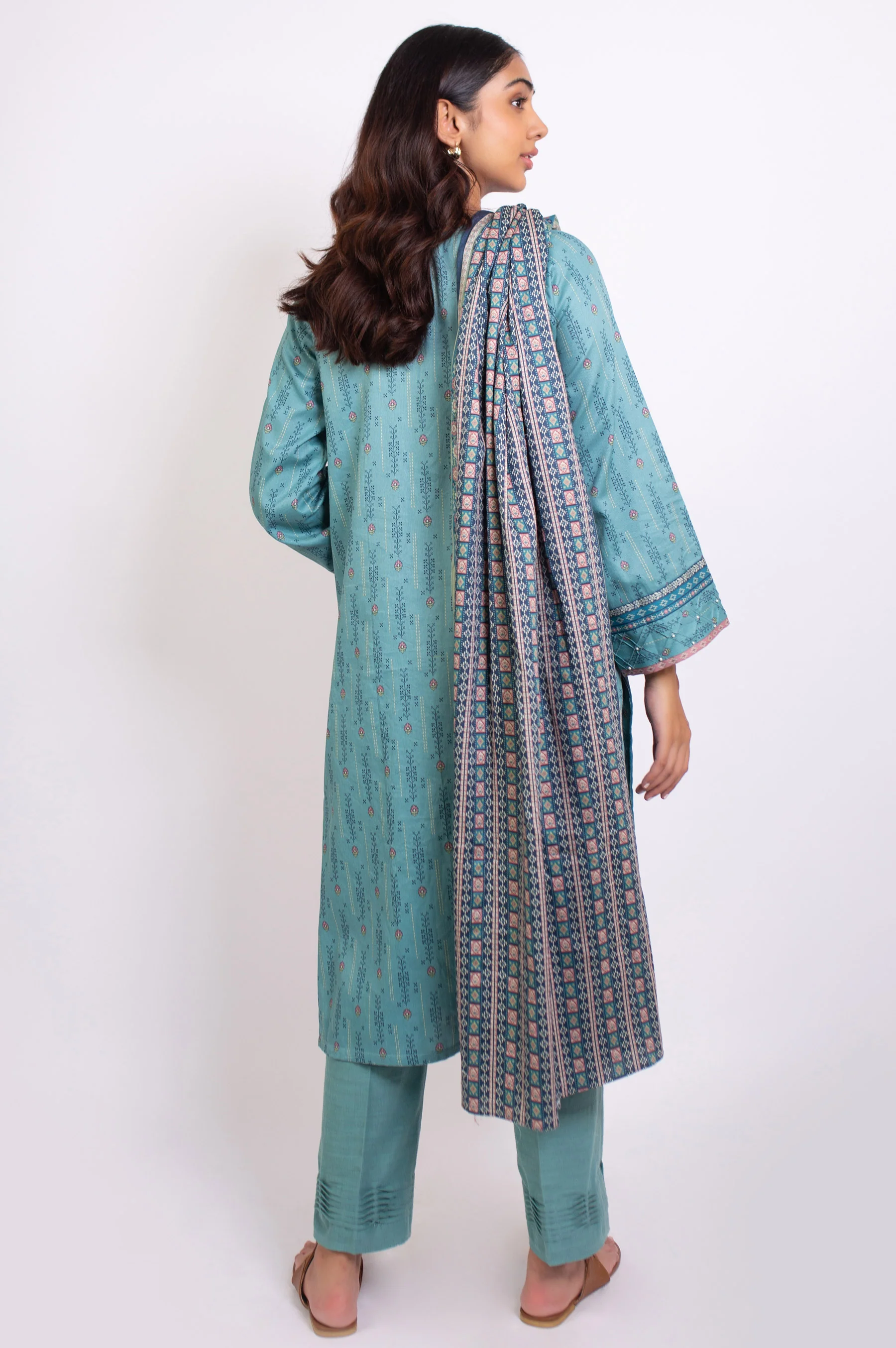 Stitched 3 Piece Embroidered Cottel Suit - Image 2