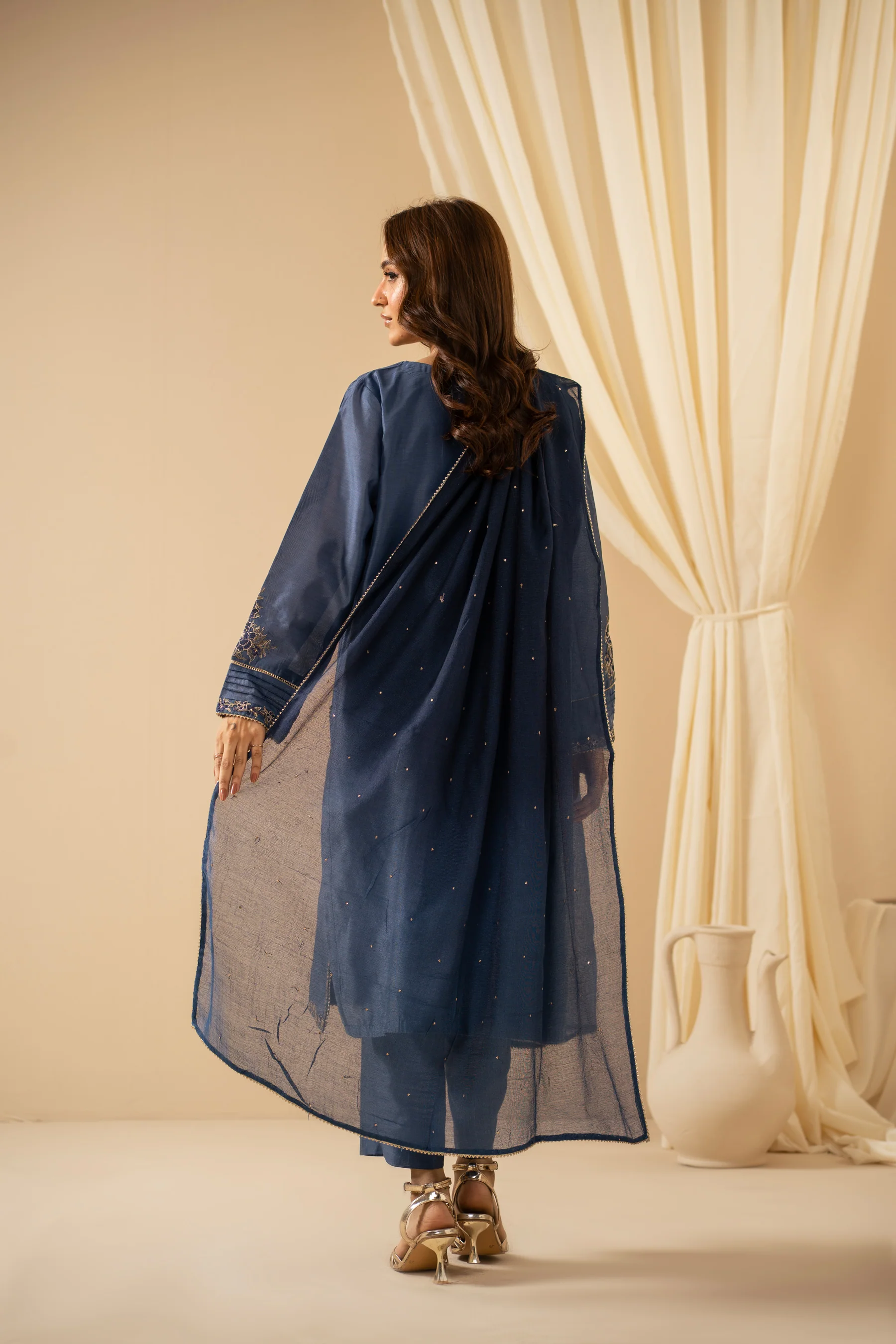 STITCHED EMBROIDERED COTTON NET SUIT - Image 4