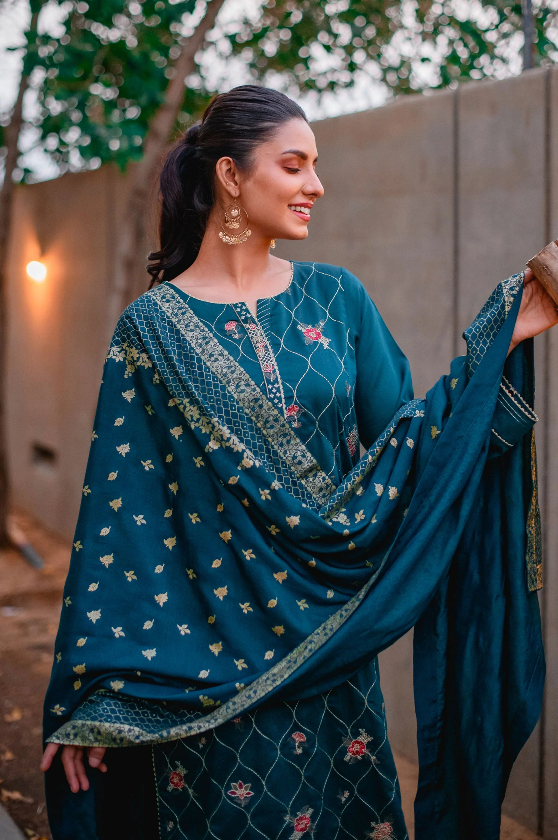 Stitched 3 Piece Cotton Silk Embroidered Suit