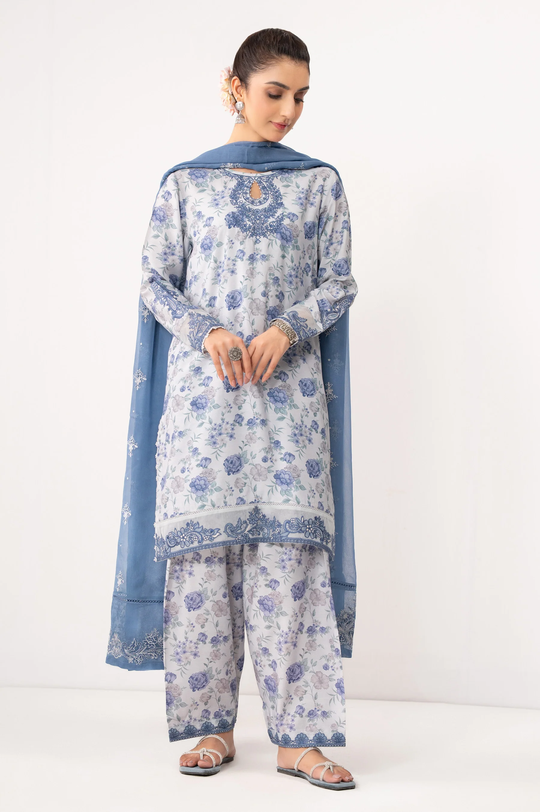 STITCHED EMBROIDERED RAW SILK SUIT - Image 3