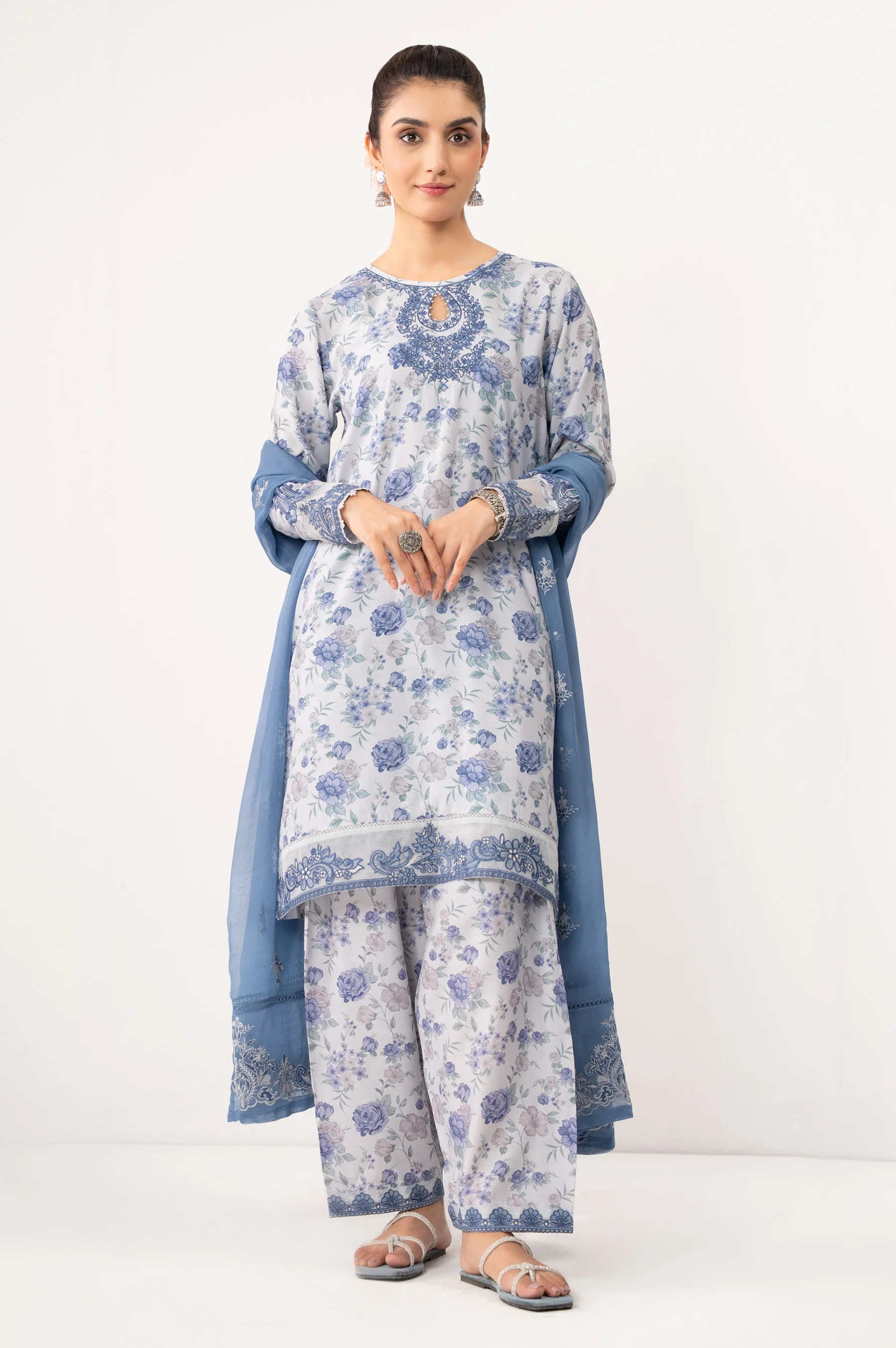 STITCHED EMBROIDERED RAW SILK SUIT - Image 6