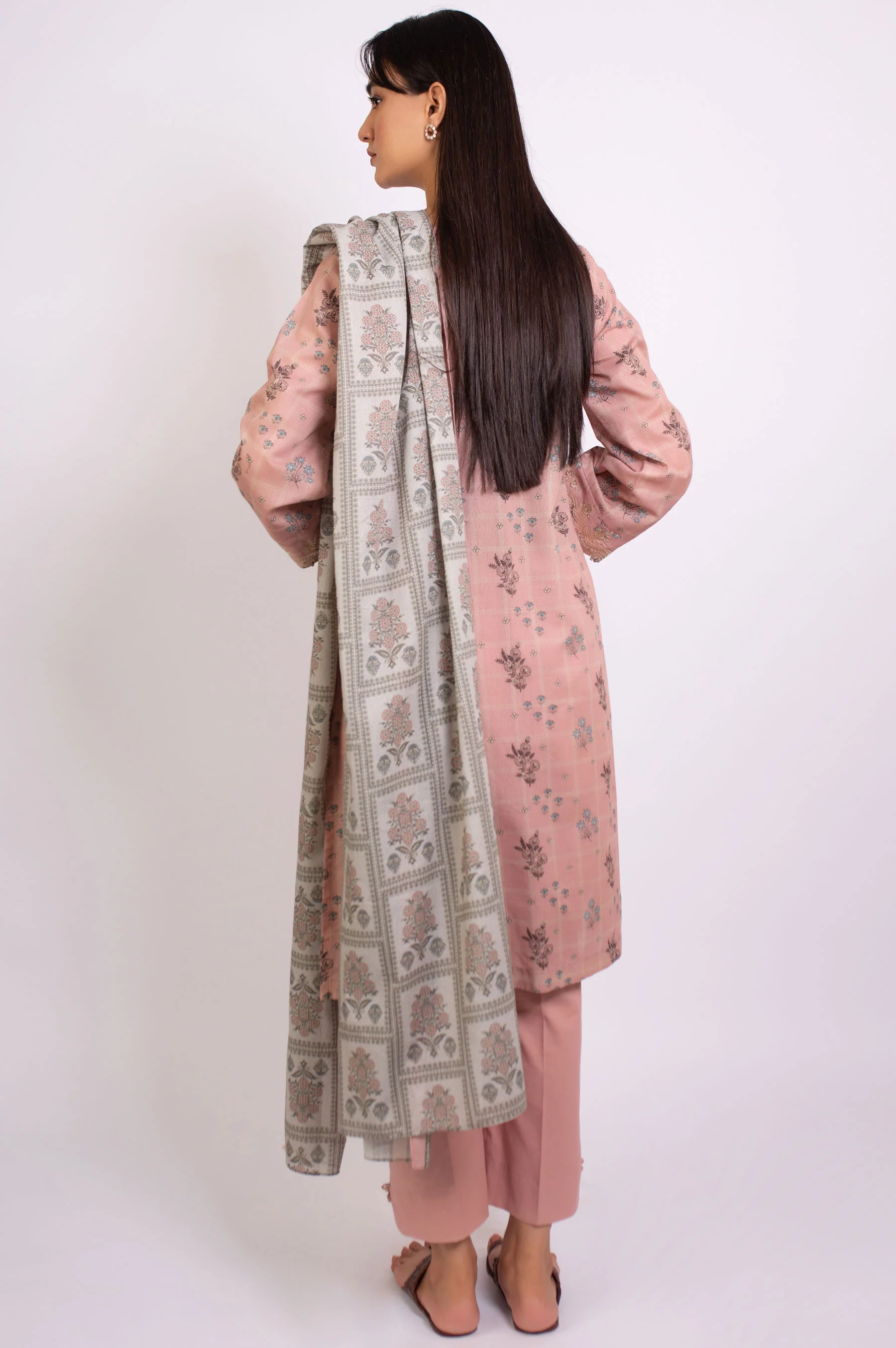 Stitched 3 Piece Embroidered Karandi Suit - Image 2