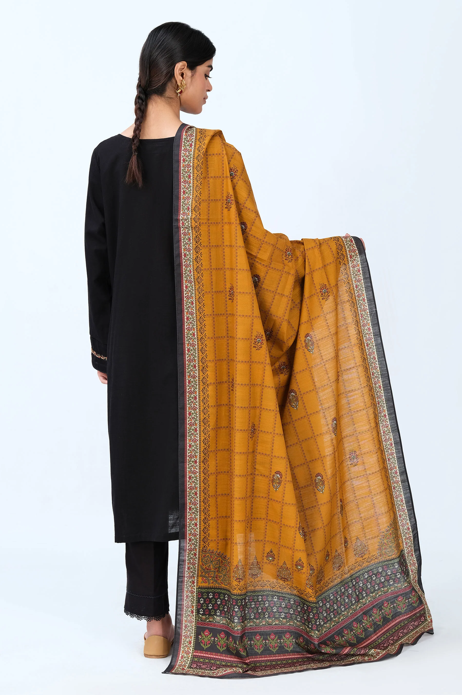 Stitched 3 Piece Embroidered Khaddar Suit - Image 6