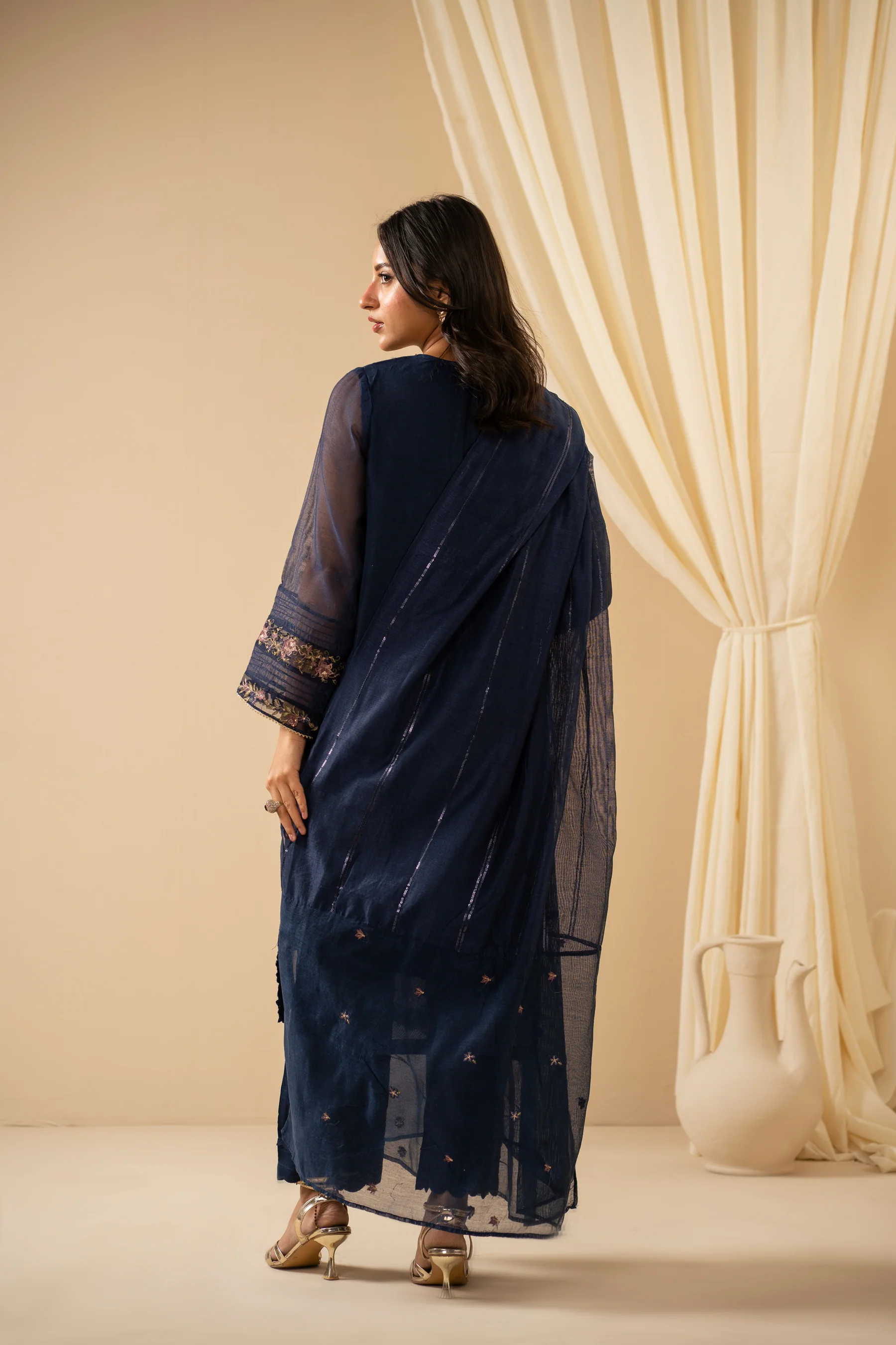 STITCHED EMBROIDERED KHADDI NET SUIT - Image 4