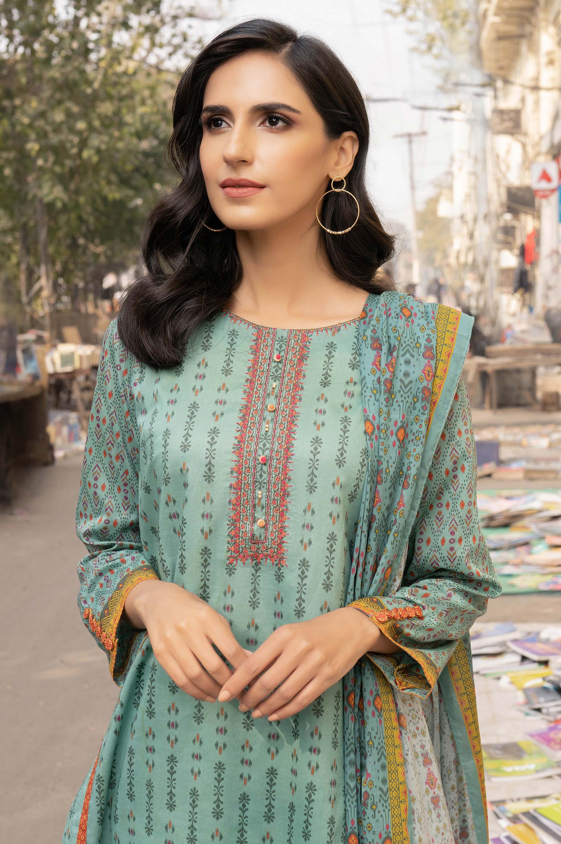 Stitched 3 Piece Embroidered Lawn Suit - Image 3