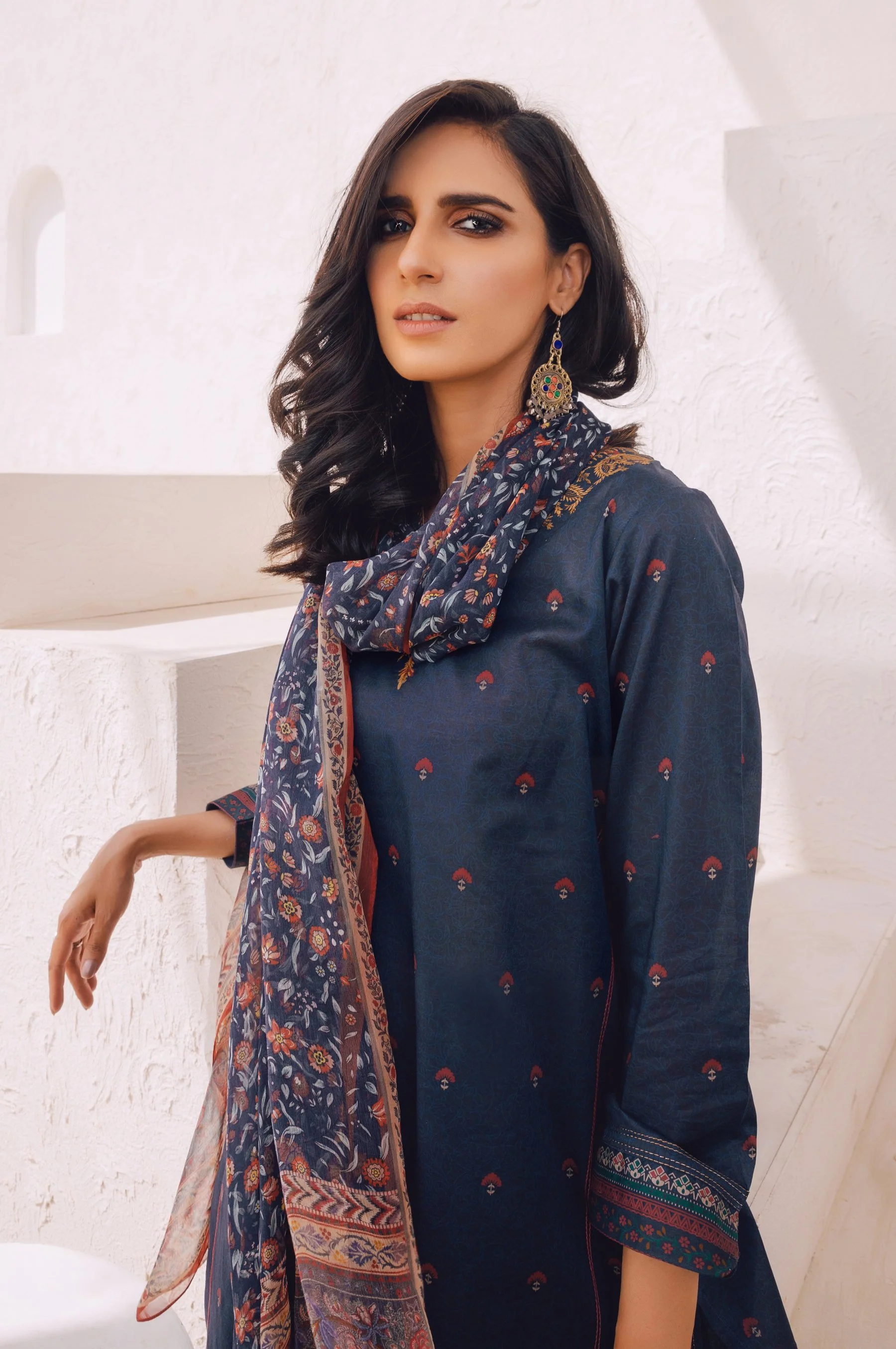 Stitched 3 Piece Embroidered Lawn Suit with Chiffon Dupatta - Image 5